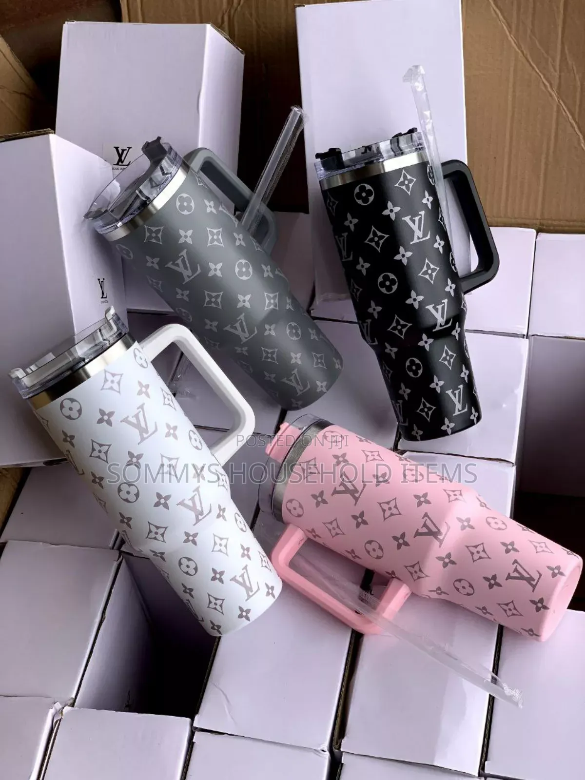 40-Oz Designer Louis-Vuitton
Tumbler Cup With Straw