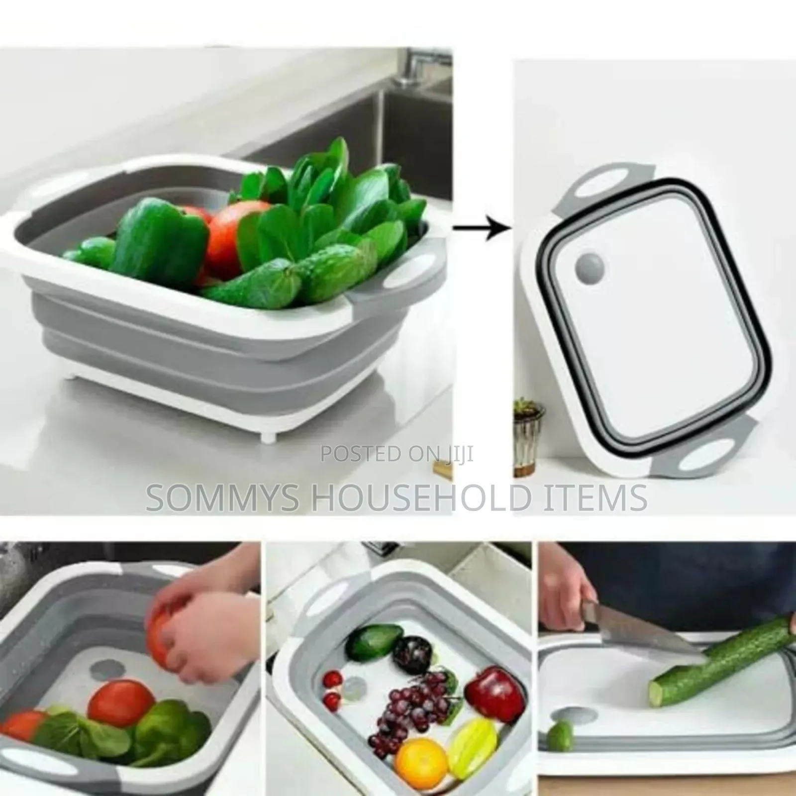 2in1 Collapsible Cutting Board With Washing Bowl