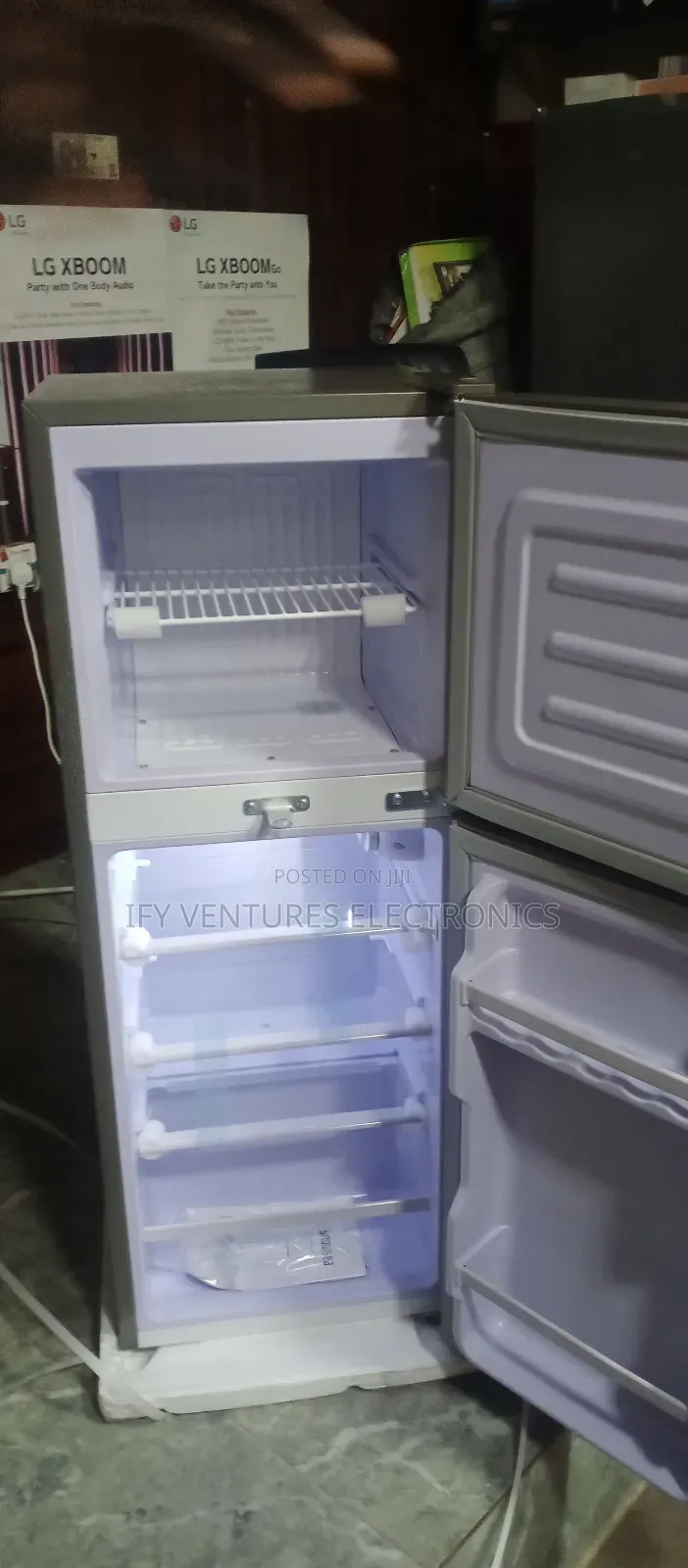 120 Liters Snowsea Double Door Refrigerator, Silver Color.