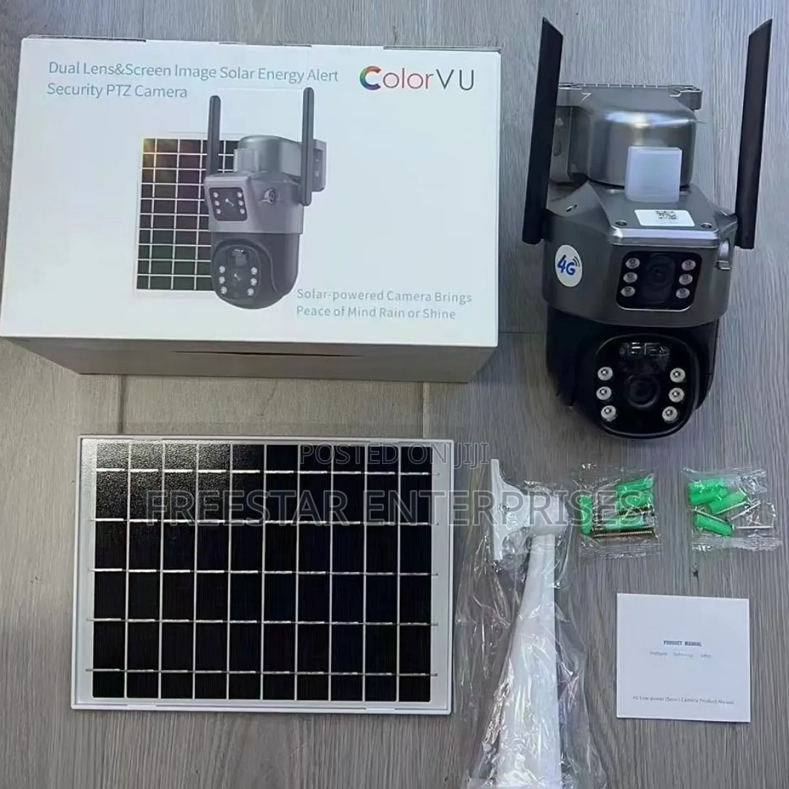 4g Solar Powered CCTV Camera. Dual Lens Cctv, Sim Card, Tf.