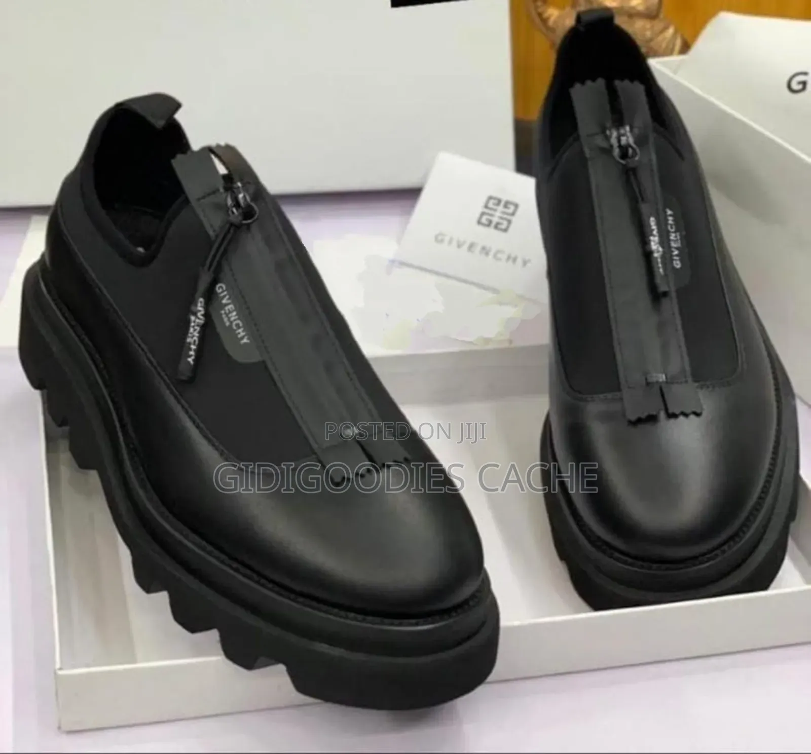 Givenchy Black Neoprene Combat Derby Shoes