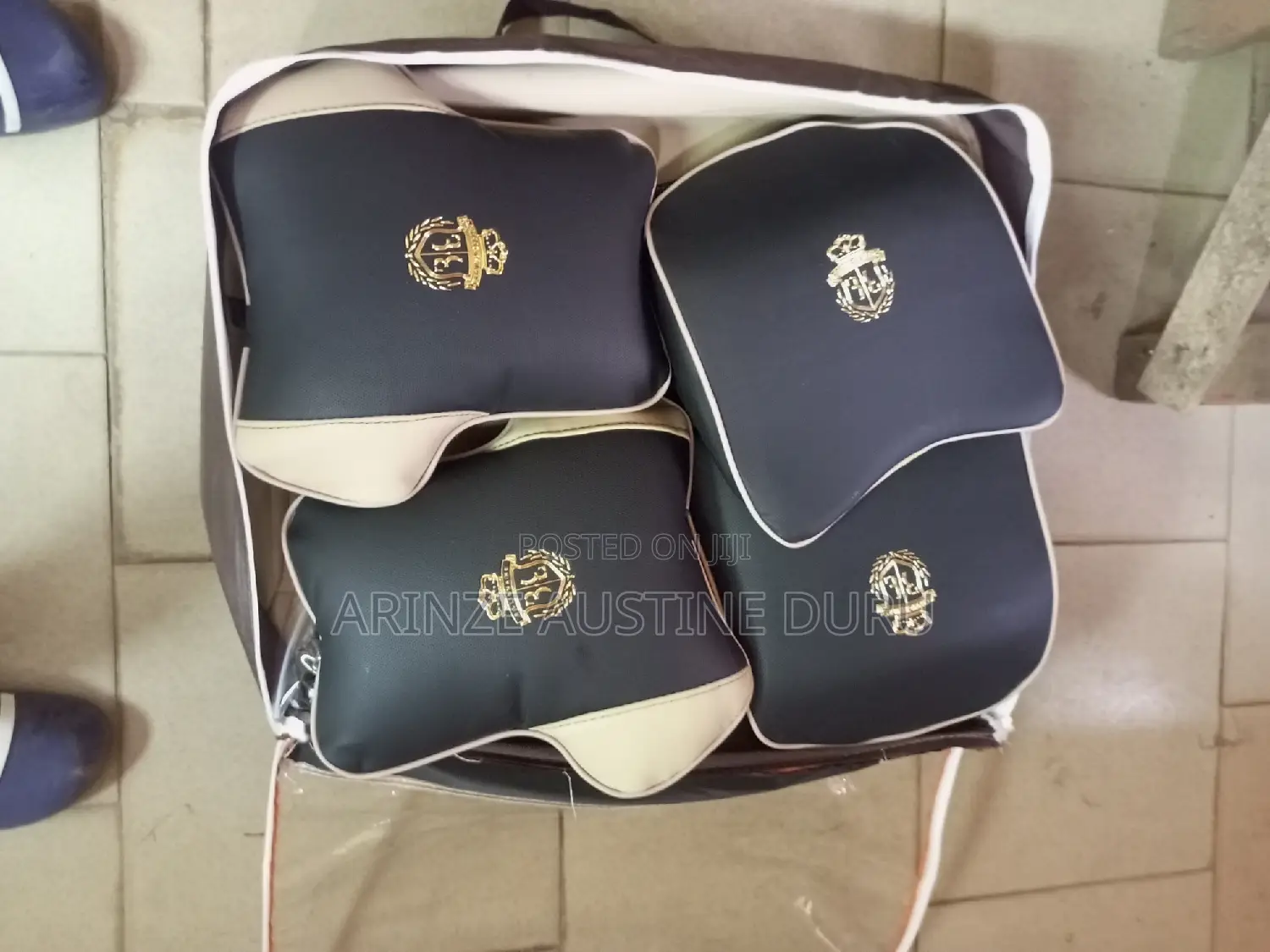 Leather Car Seat Covers, Universal Fit - Black Cream