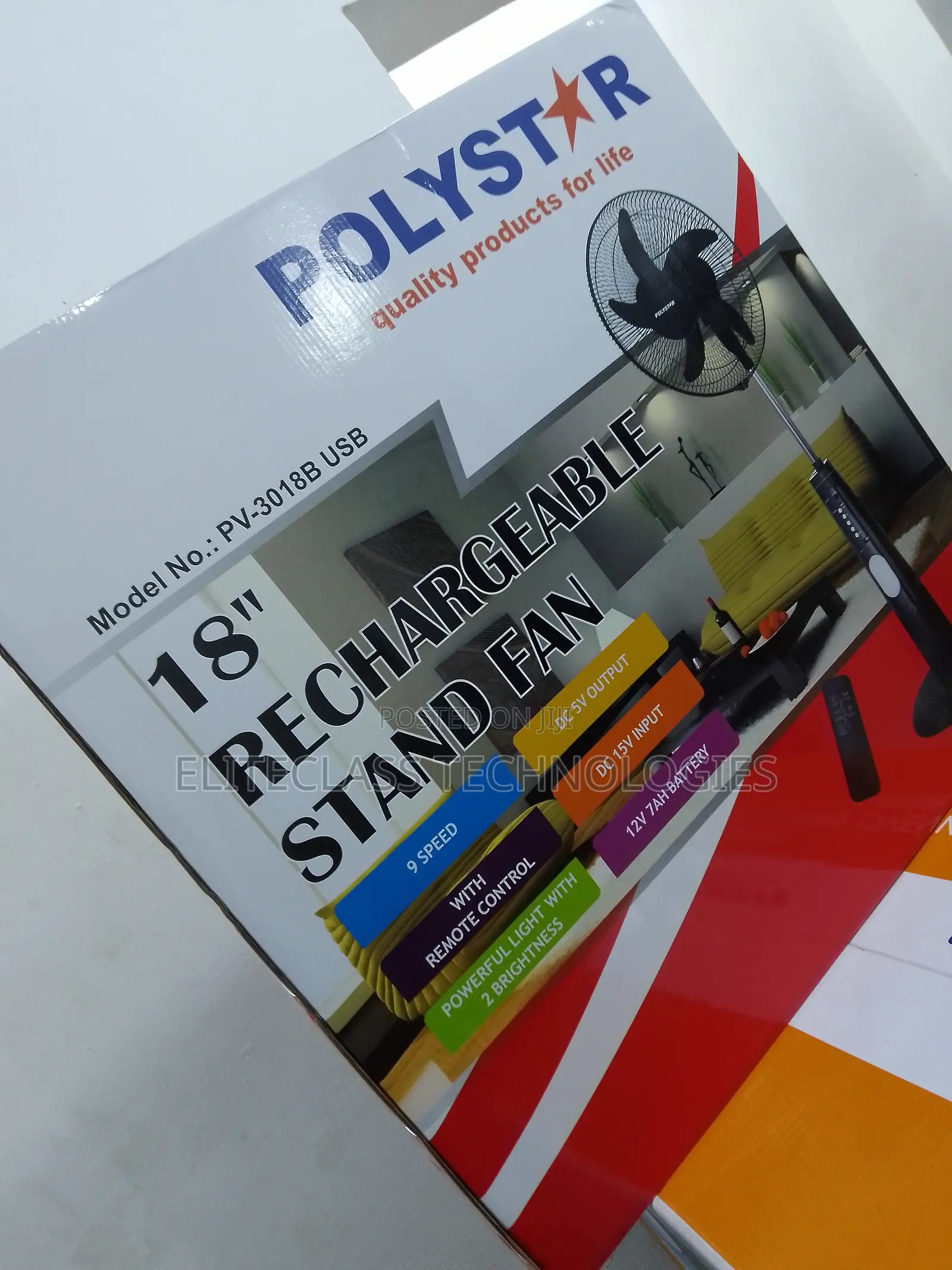 The Nice Choice 18'' Polystar Rechargeable Stand Fan