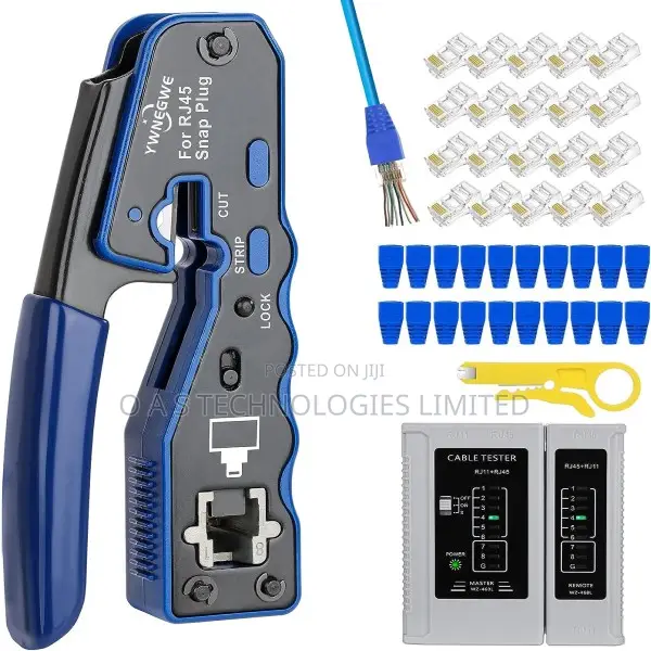 RJ45 Crimp Tool Kit Pass Thru Ethernet Crimper For Cat5e Cat