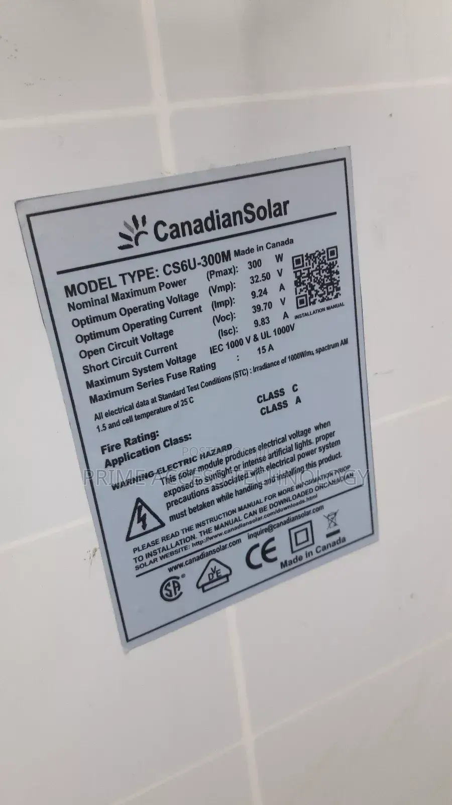 High Quality Canadian 300watts Mono Solar Panels