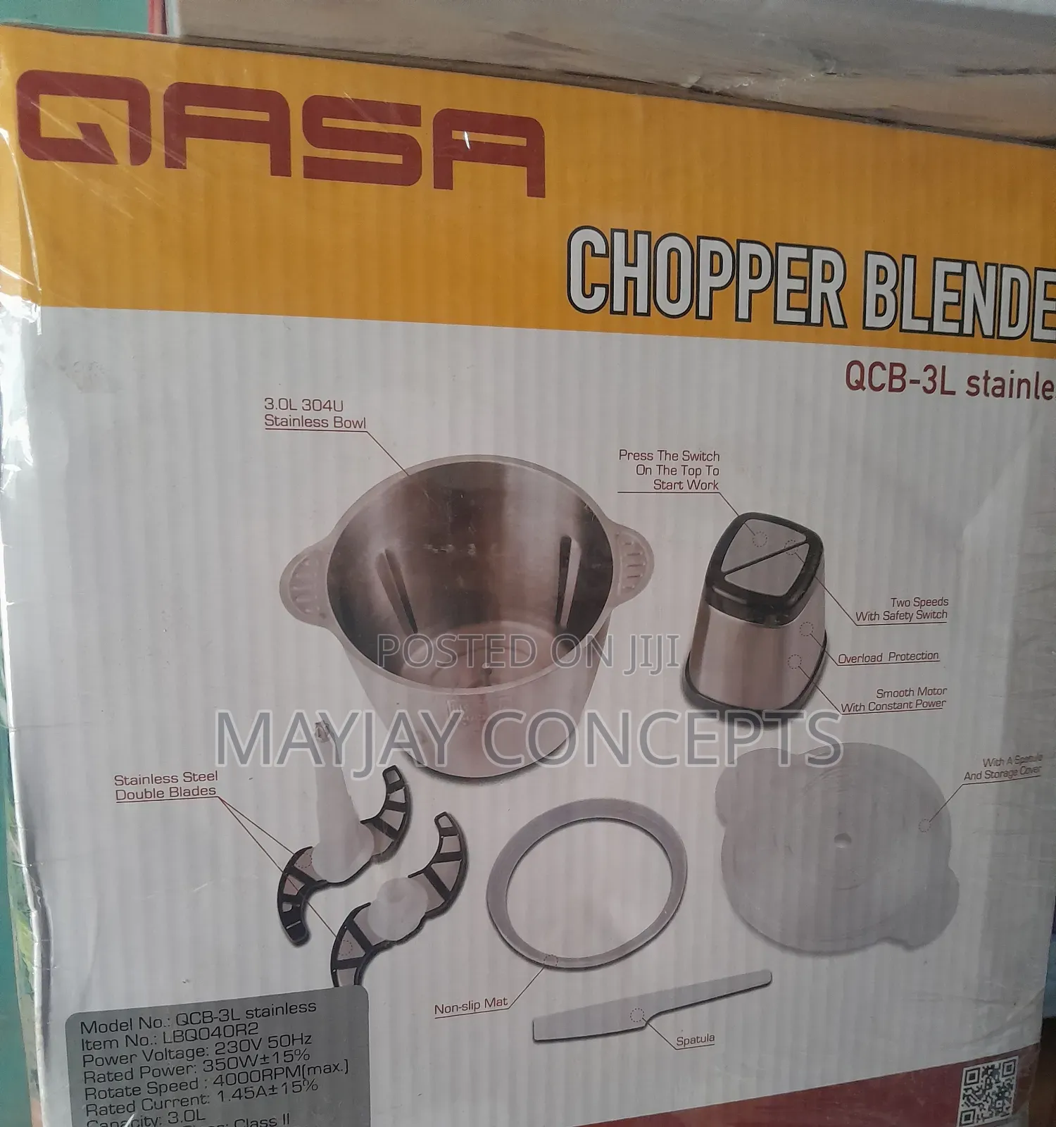 Qasa QCB-3litre Yam Pounder and Chopper Blender -Copper Coil