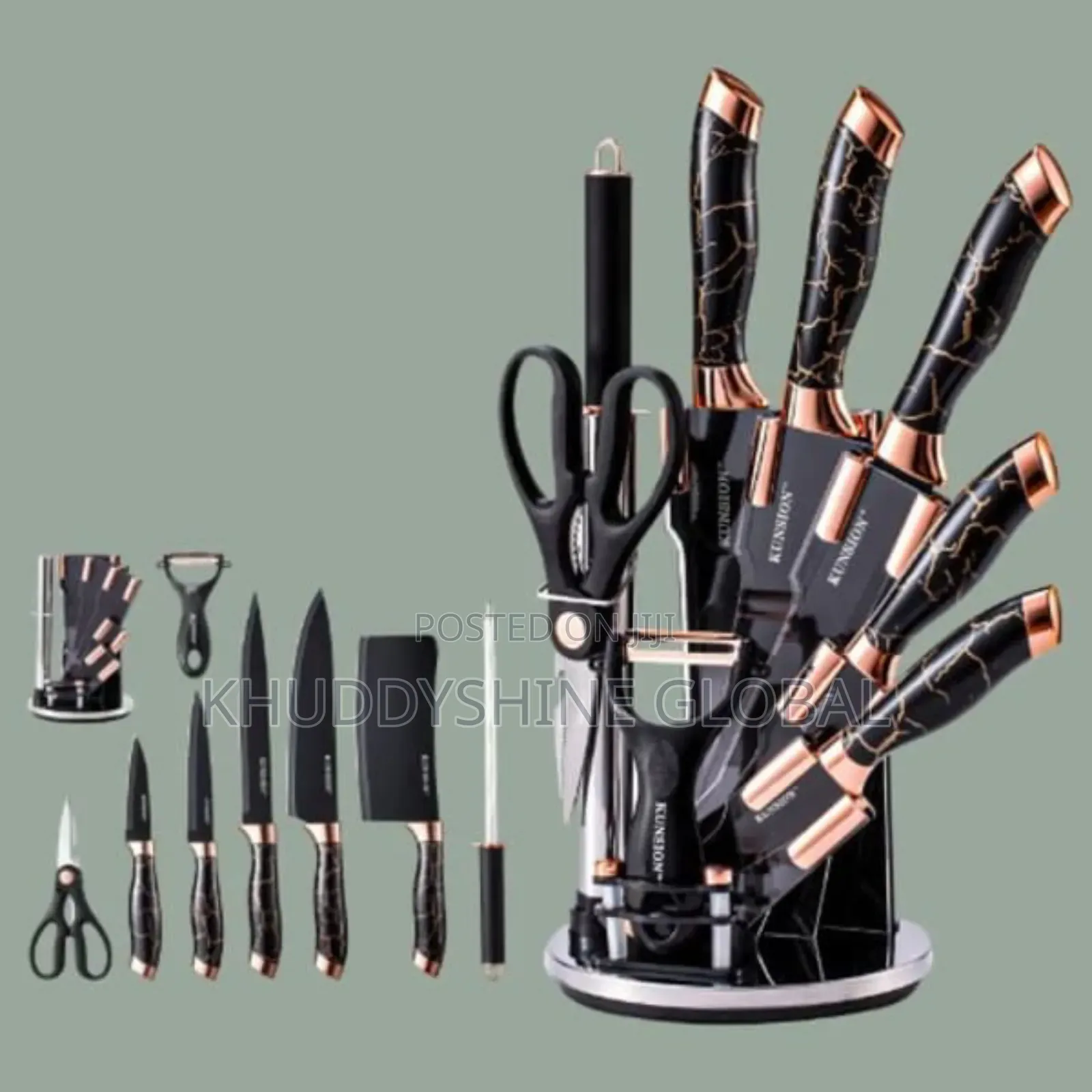 Non Stick Knife Set With Stand - 9 Pieces