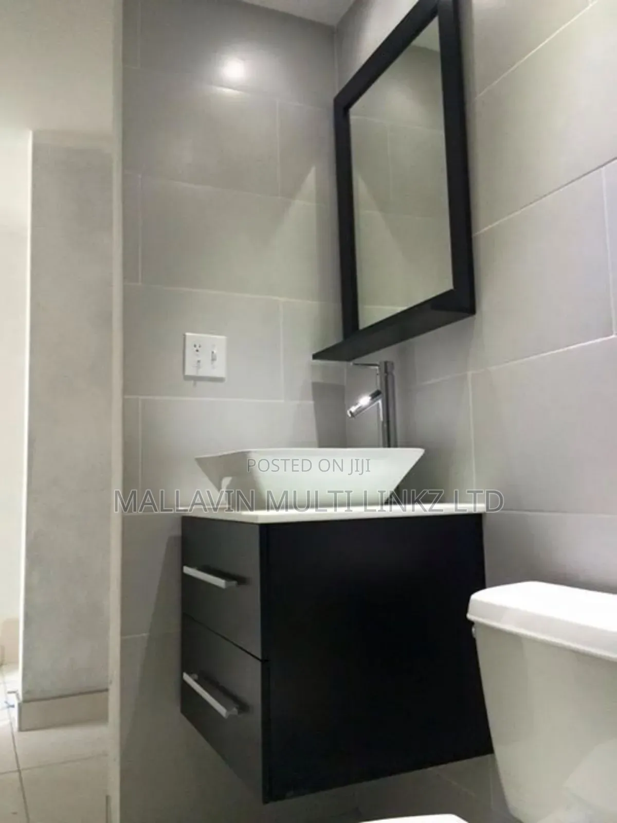 Black Wall Hung Cabinet Basin With Mirrors