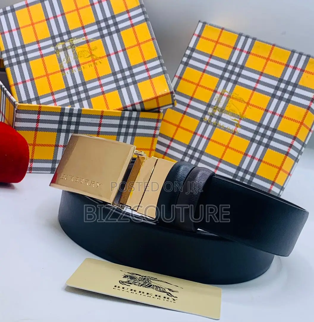 Original Burberry Black Leather Belt Is Avaialble in Store