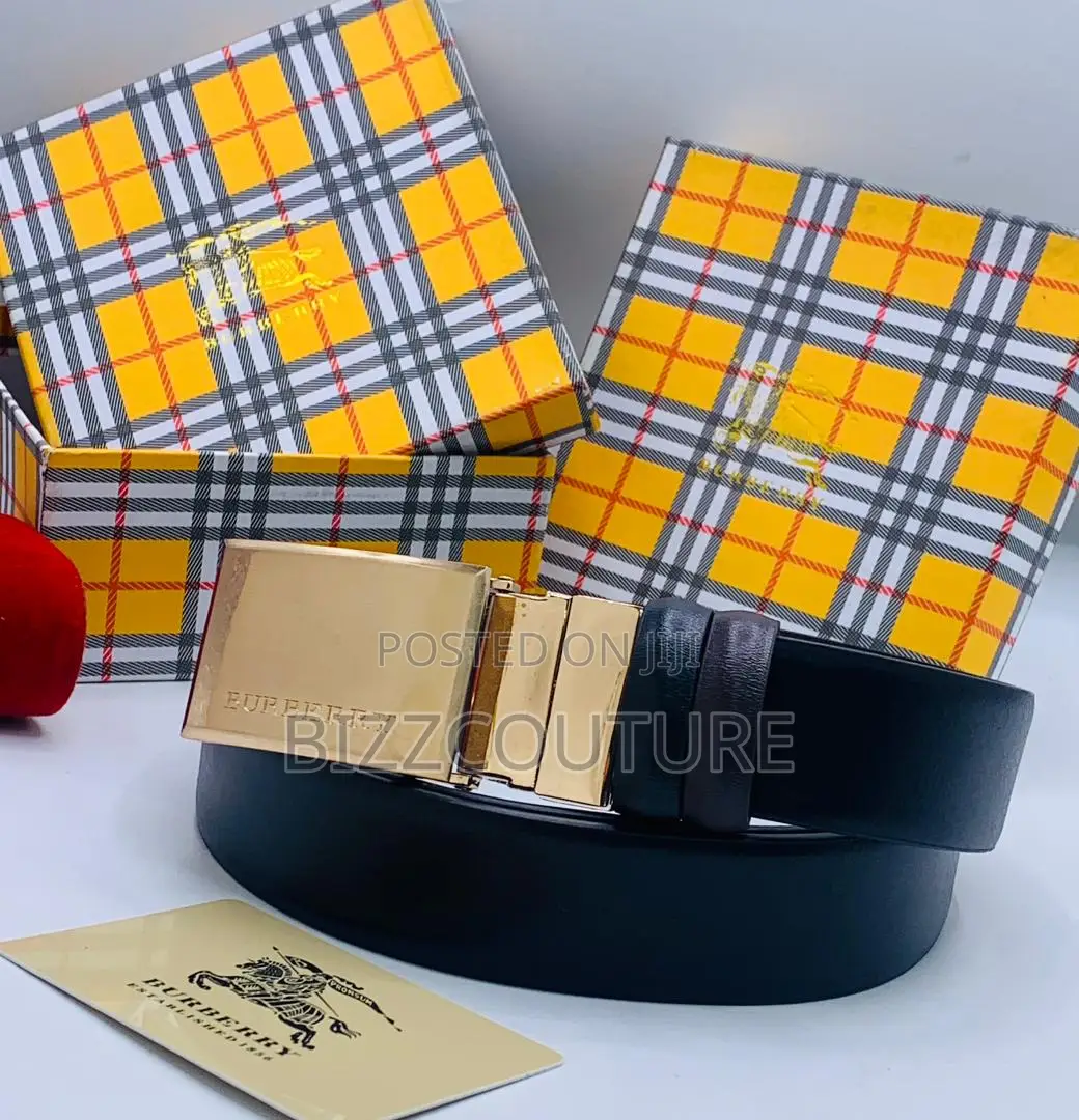 Original Burberry Black Leather Belt Is Avaialble in Store