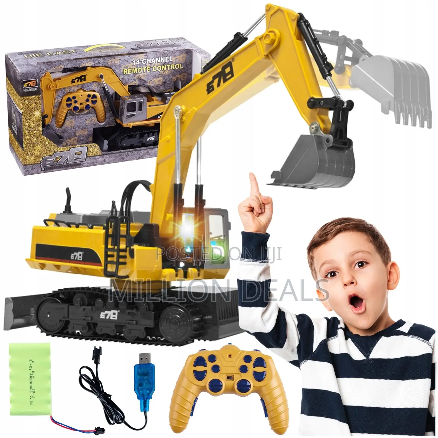 Unique 2.4G 14 Channels Alloy Truck Kids Excavator Toy