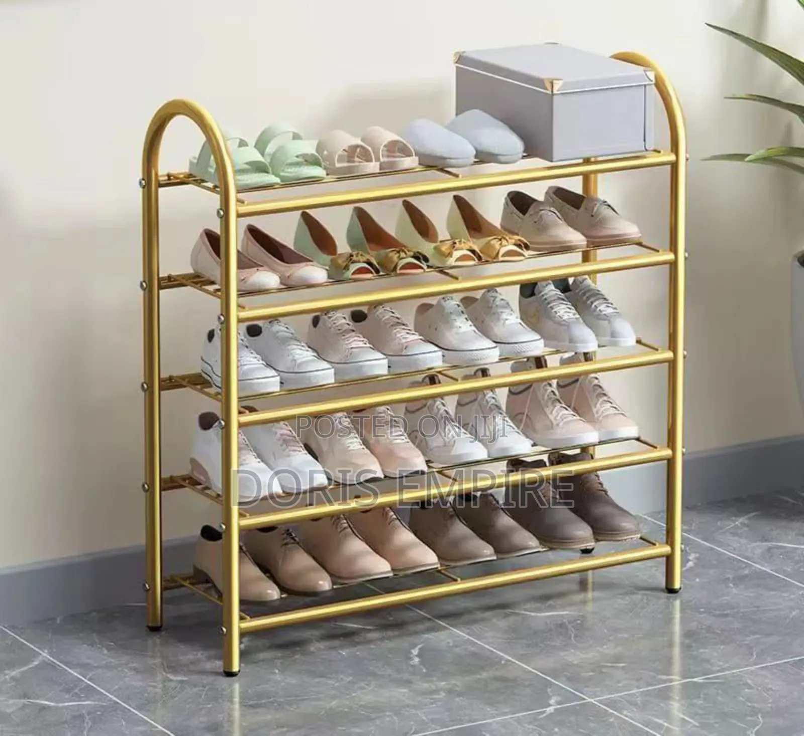 Quality 5 Layer Gold Shoe Rack Available Now