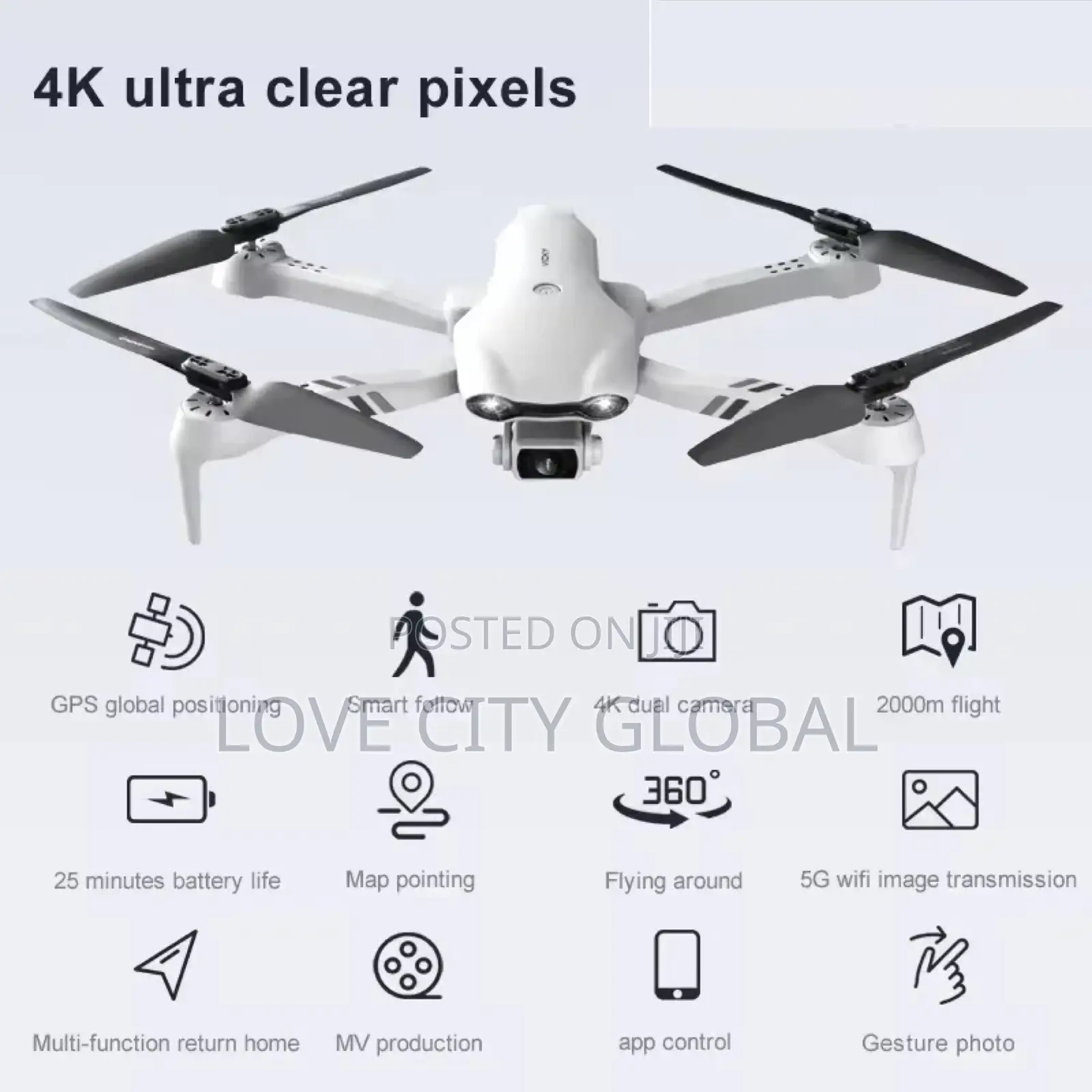 F10 Wifi Hd 1000m FPV Camera Drone 5g Quadcopter 2 Battery
