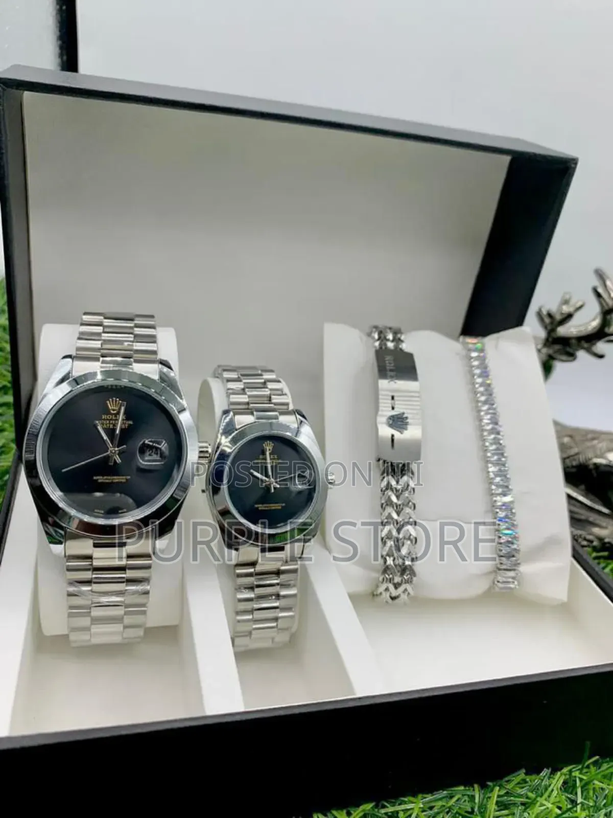 Rolex Couples Watch and Bracelets Set "Silver Set"