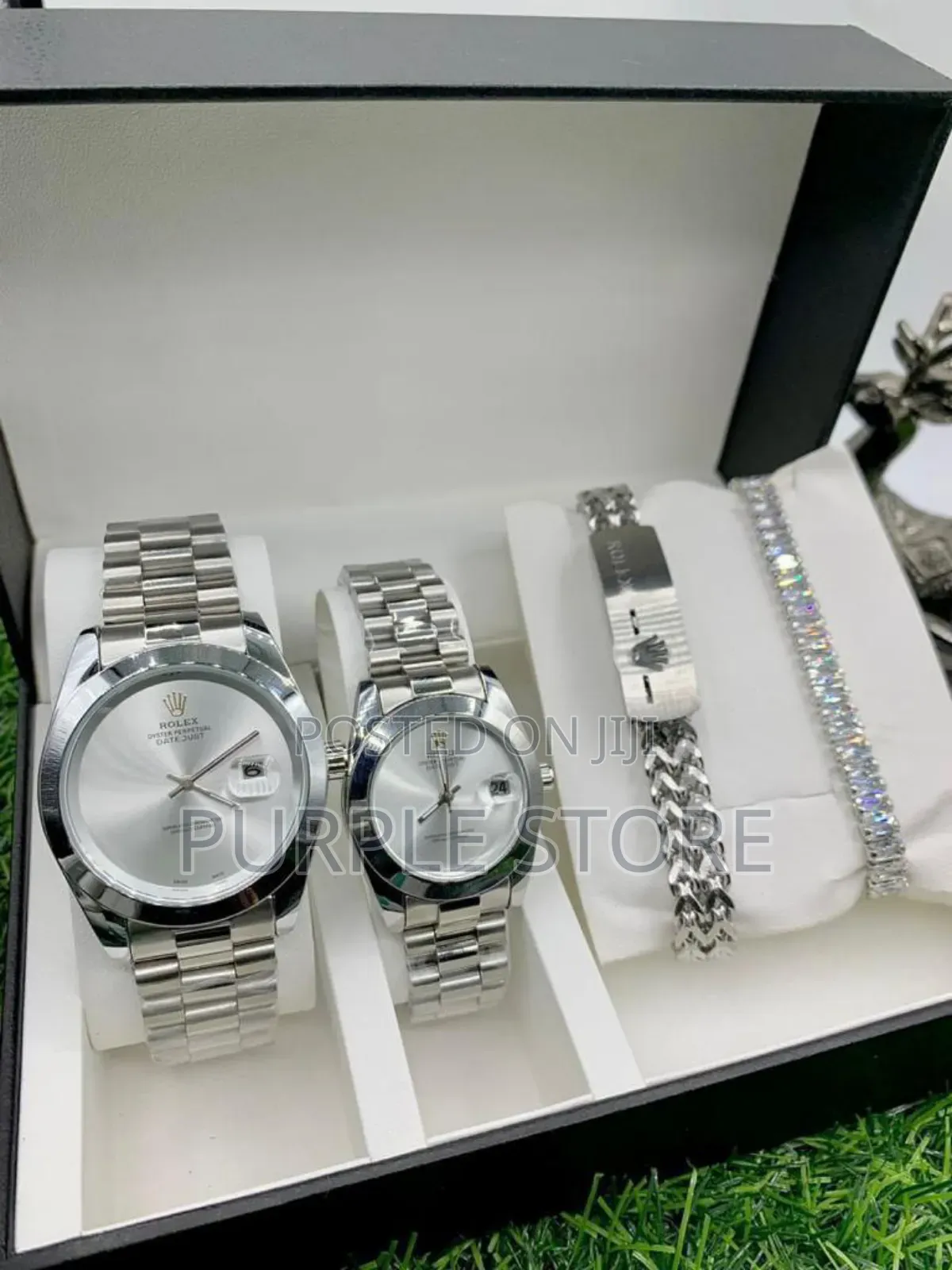 Rolex Couples Watch and Bracelets Set "Silver Set"