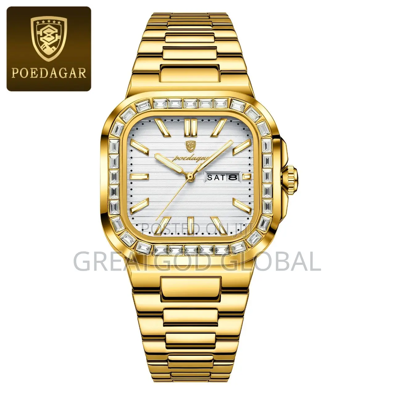 Poedegar Day and Date Chain Wristwatch