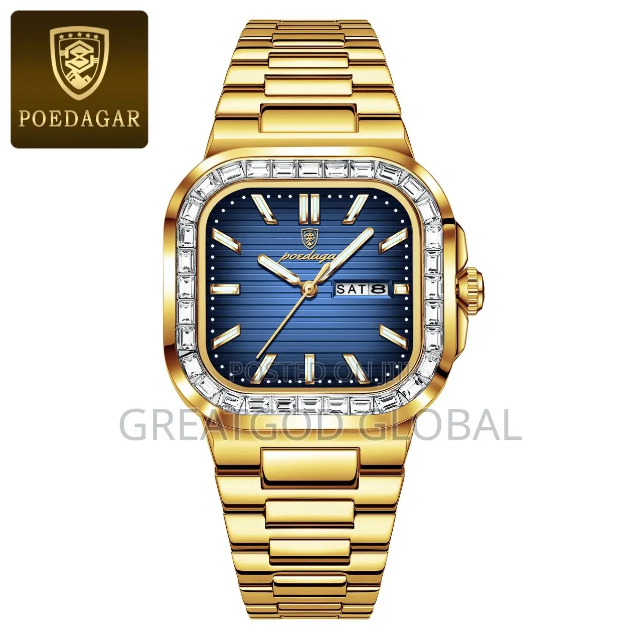 Poedegar Day and Date Chain Wristwatch