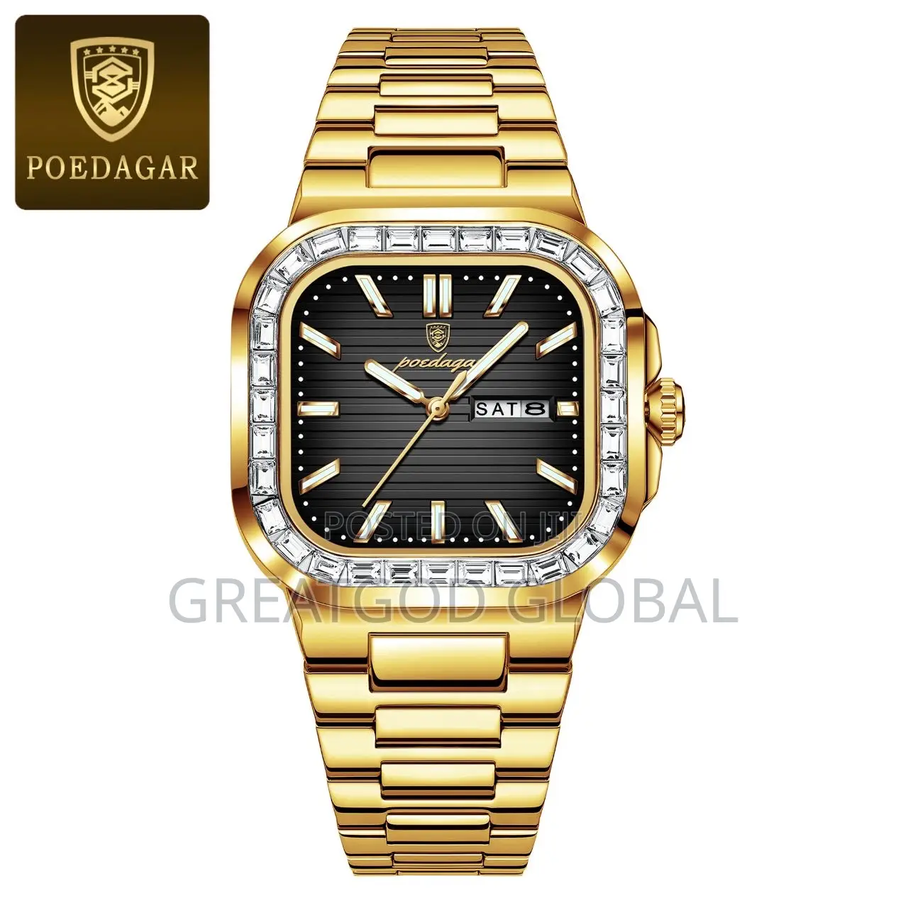 Poedegar Day and Date Chain Wristwatch