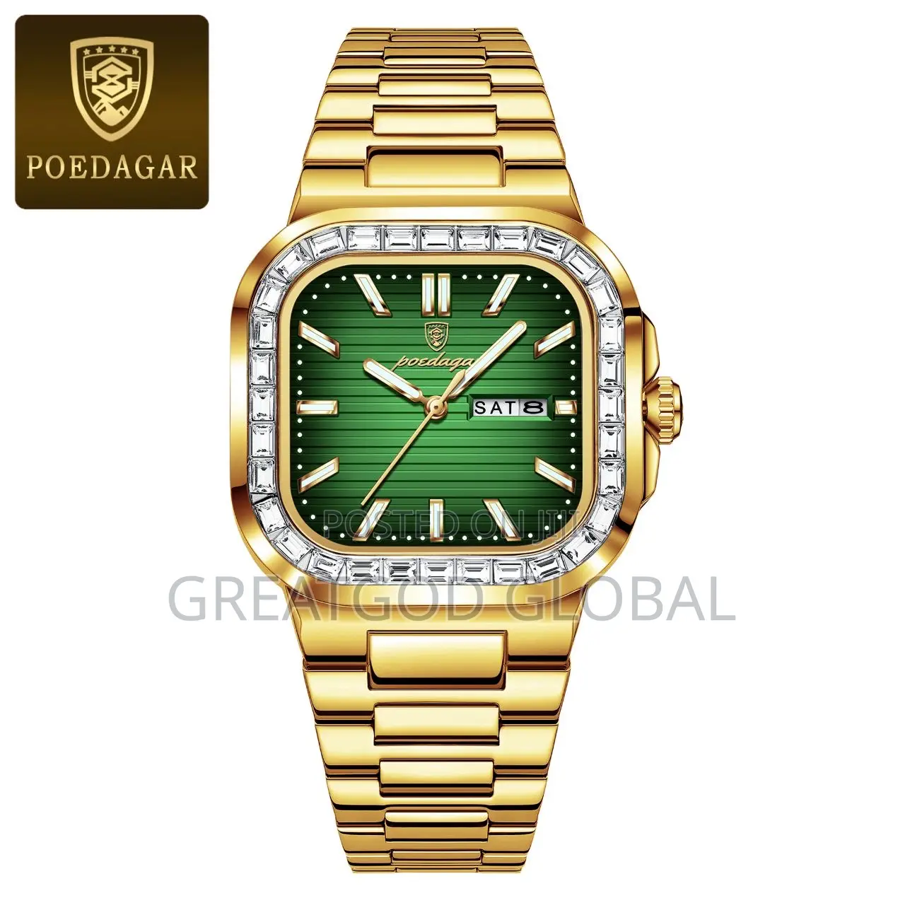 Poedegar Day and Date Chain Wristwatch