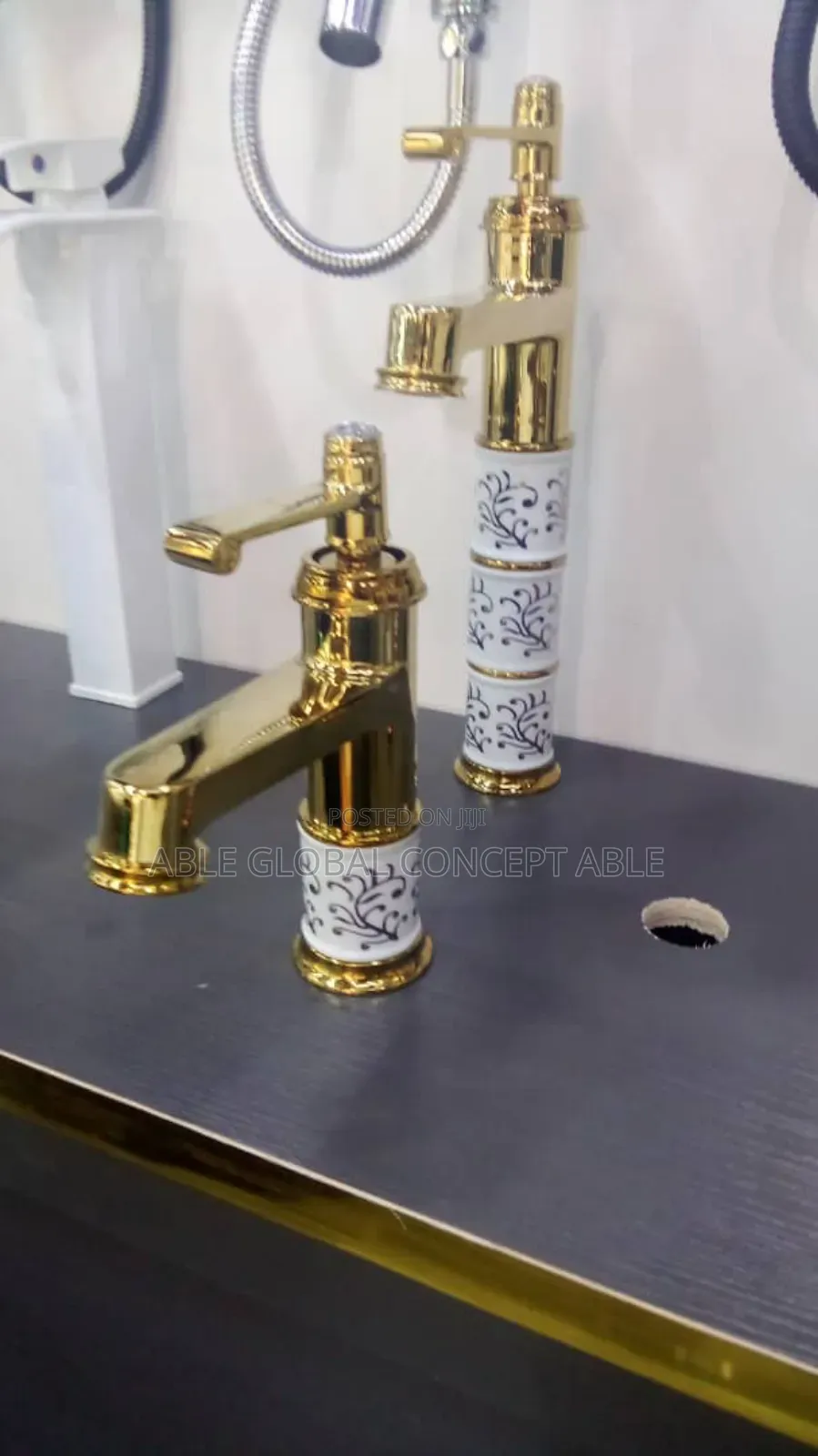 Tap White and Gold Basin Tap