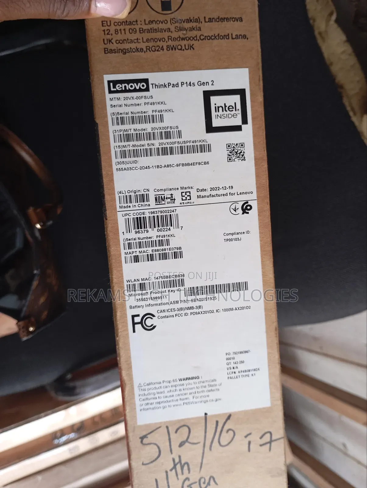 New Laptop Lenovo Thinkpad P14s 16GB Intel Core I7 SSD 512GB