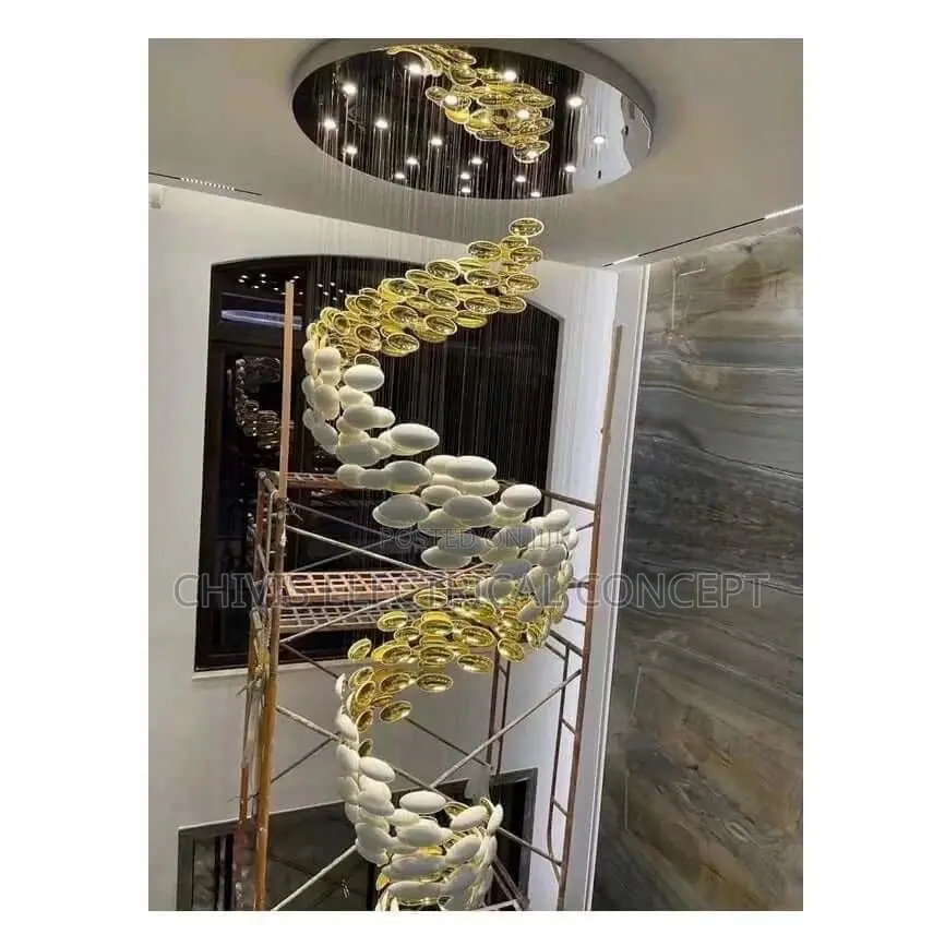 Luxury Crystal Chandeliers Gold Hotel Villas Spiral