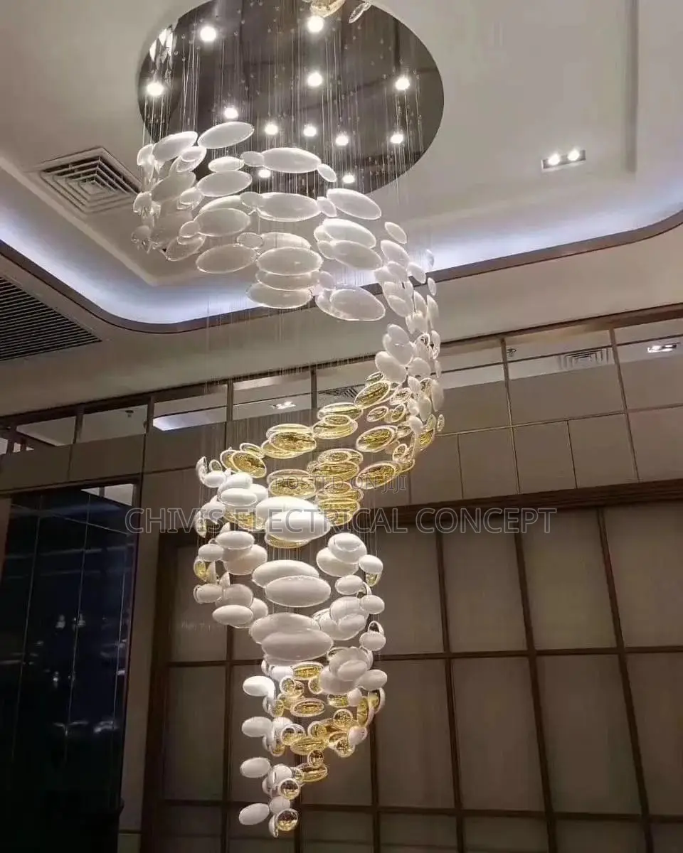 Luxury Crystal Chandeliers Gold Hotel Villas Spiral
