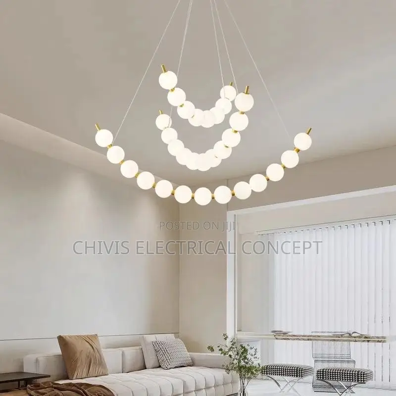 Luxury Necklace Led Ceiling Chandelier Acrylic Round Bean