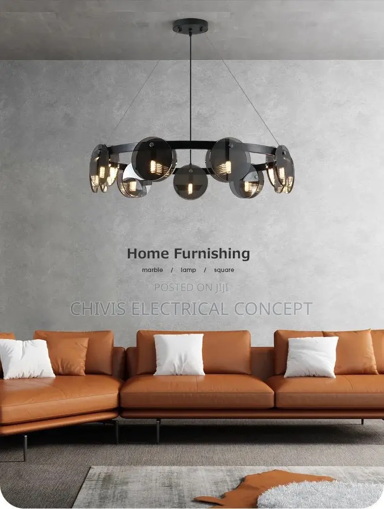 Modern Ring Glass Sheet Ceiling Chandeliers for Living Dinin