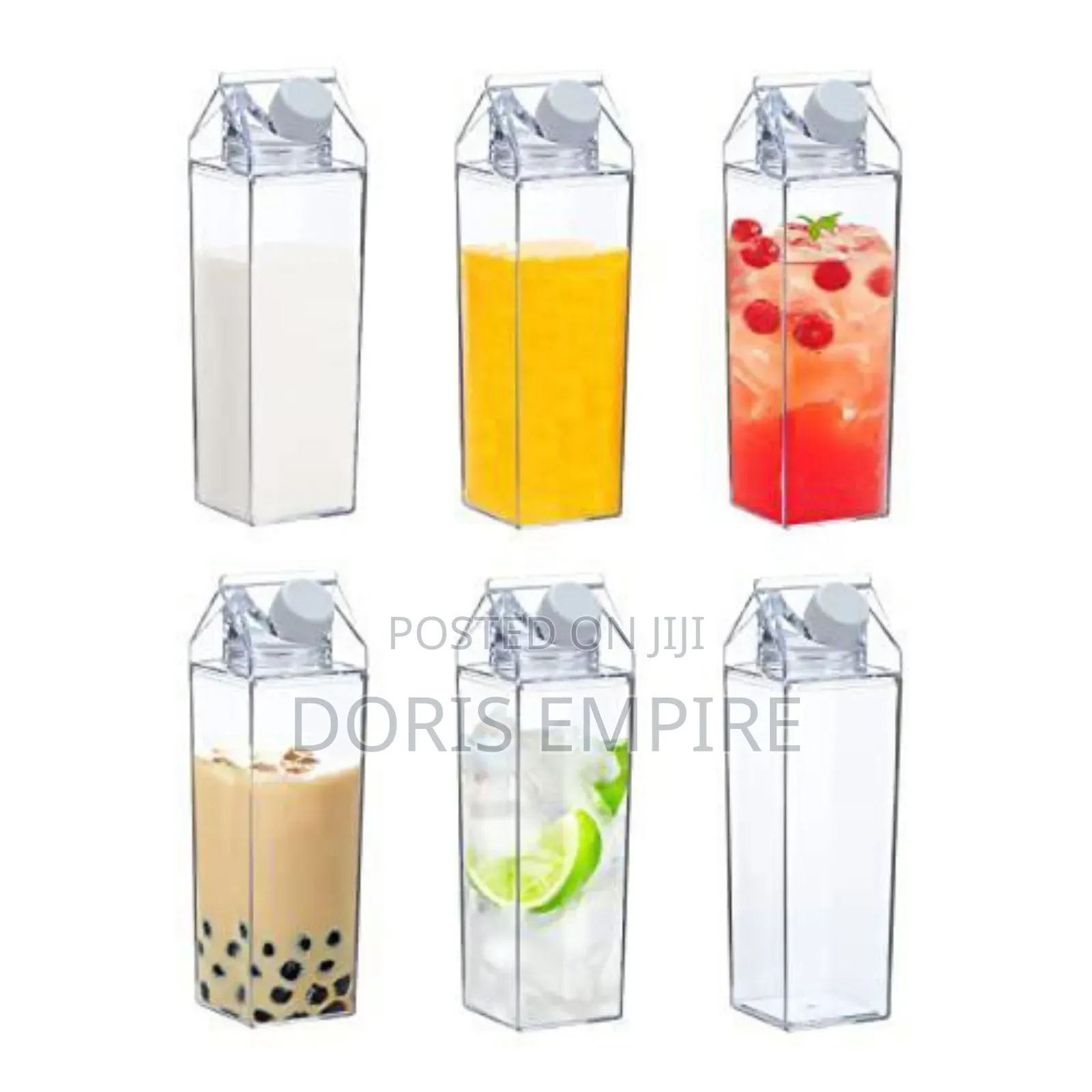 Reusable Transparent Plastic Juice,Water, Milk Containers
.
