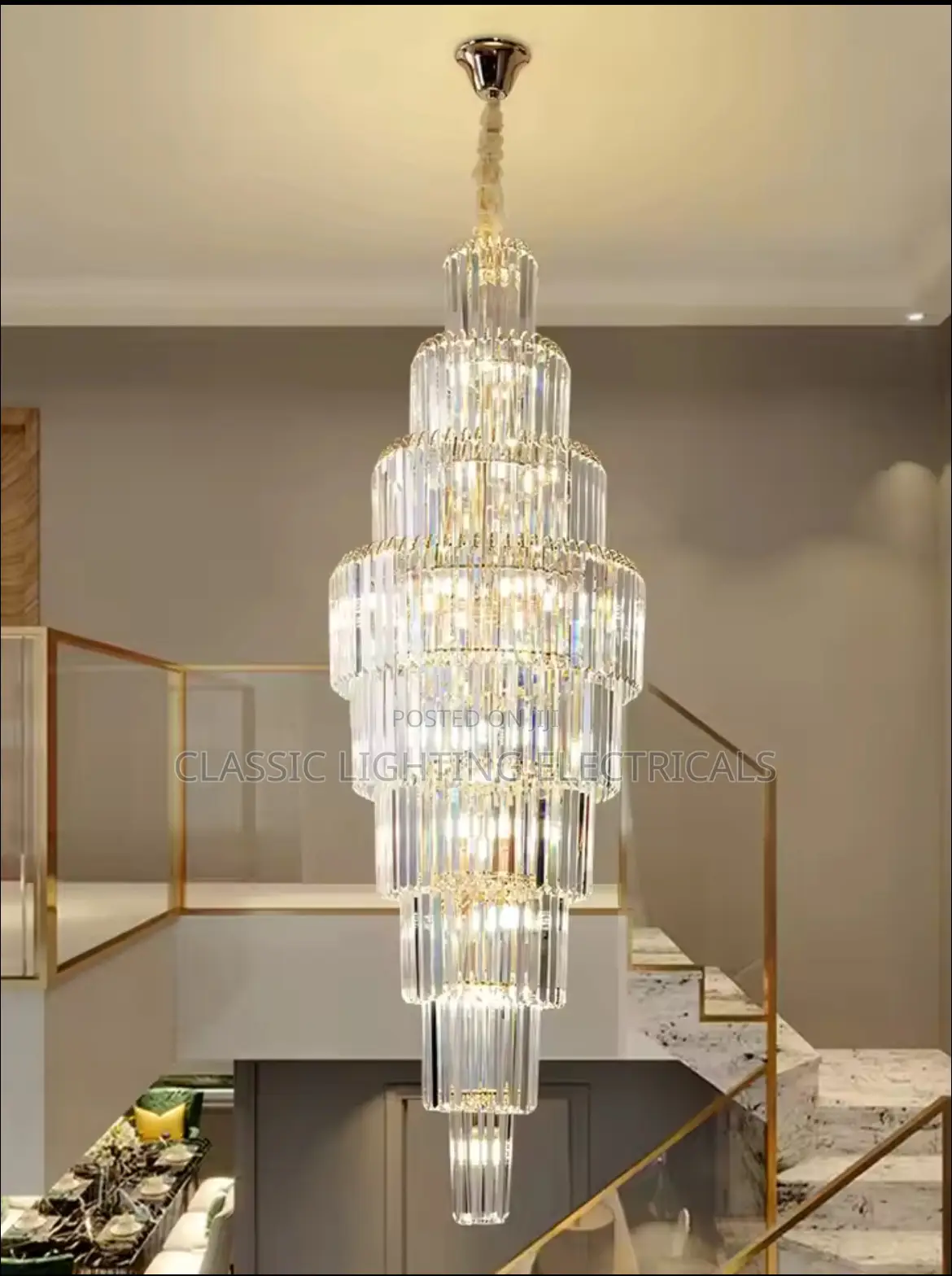 Nordic Villa Crystal Pendant Light Hotel Lobby Large Light