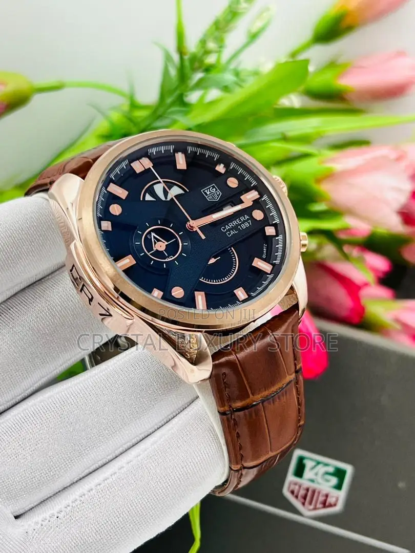 Tag Heuer Quality Luxury Men Genuine Leather Wristwatch