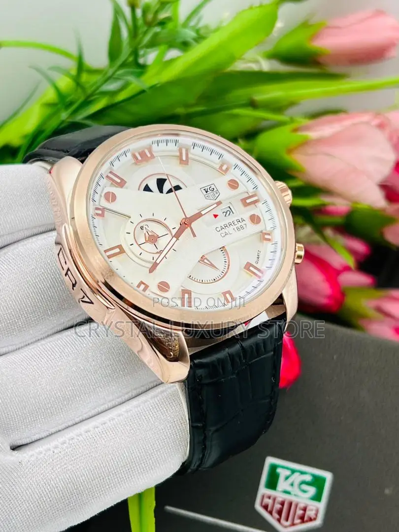 Tag Heuer Quality Luxury Men Genuine Leather Wristwatch