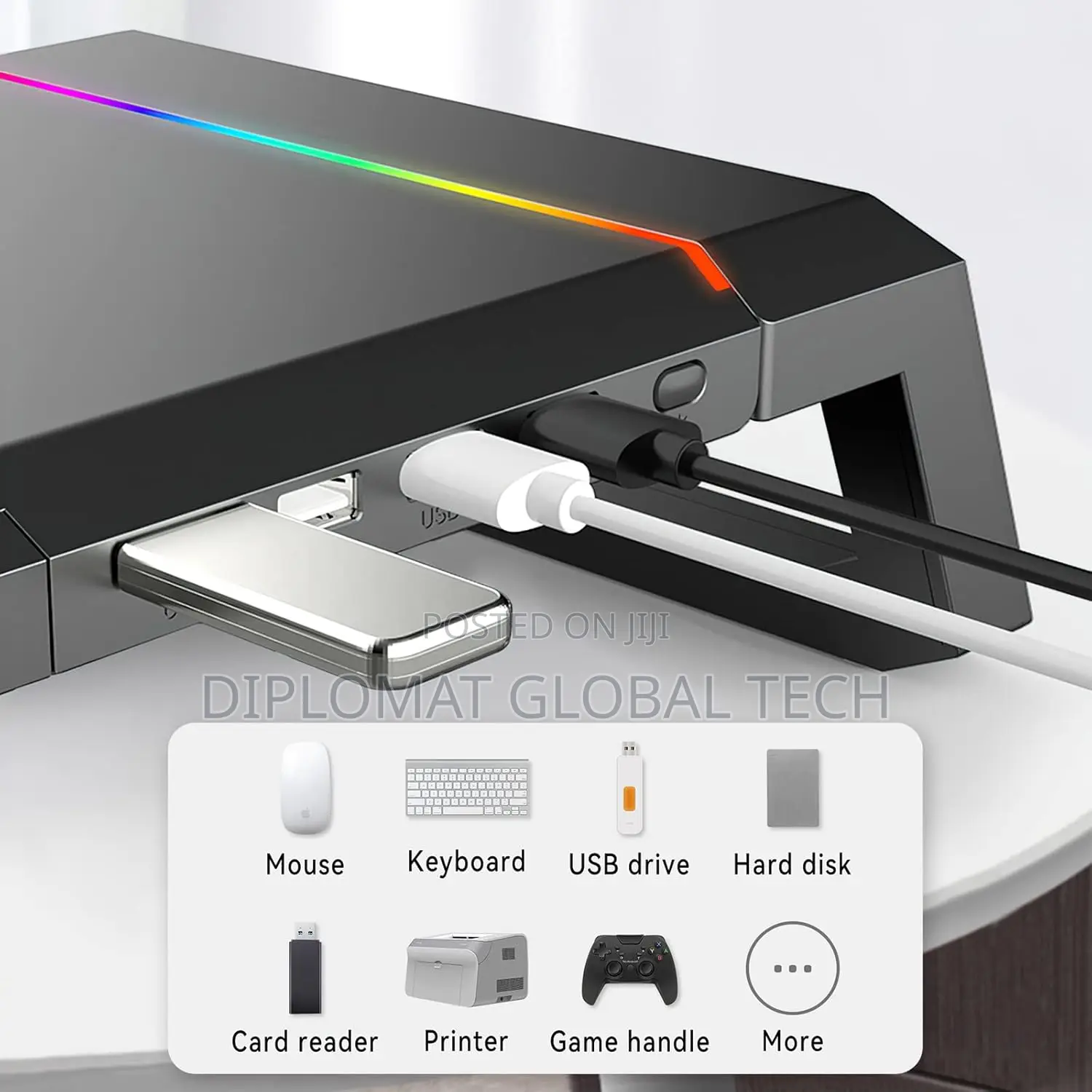 Kyolly RGB Gaming Computer Monitor Stand Riser With Drawer,