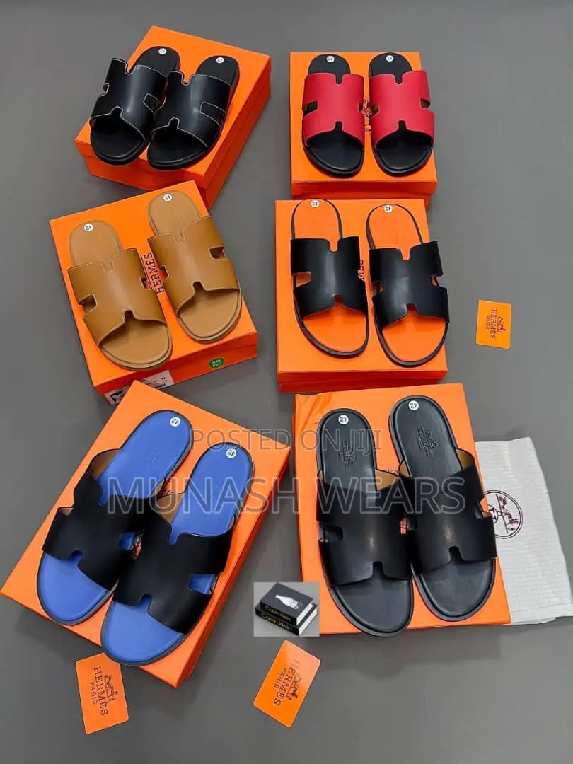 Original Hermes Leather Slipers