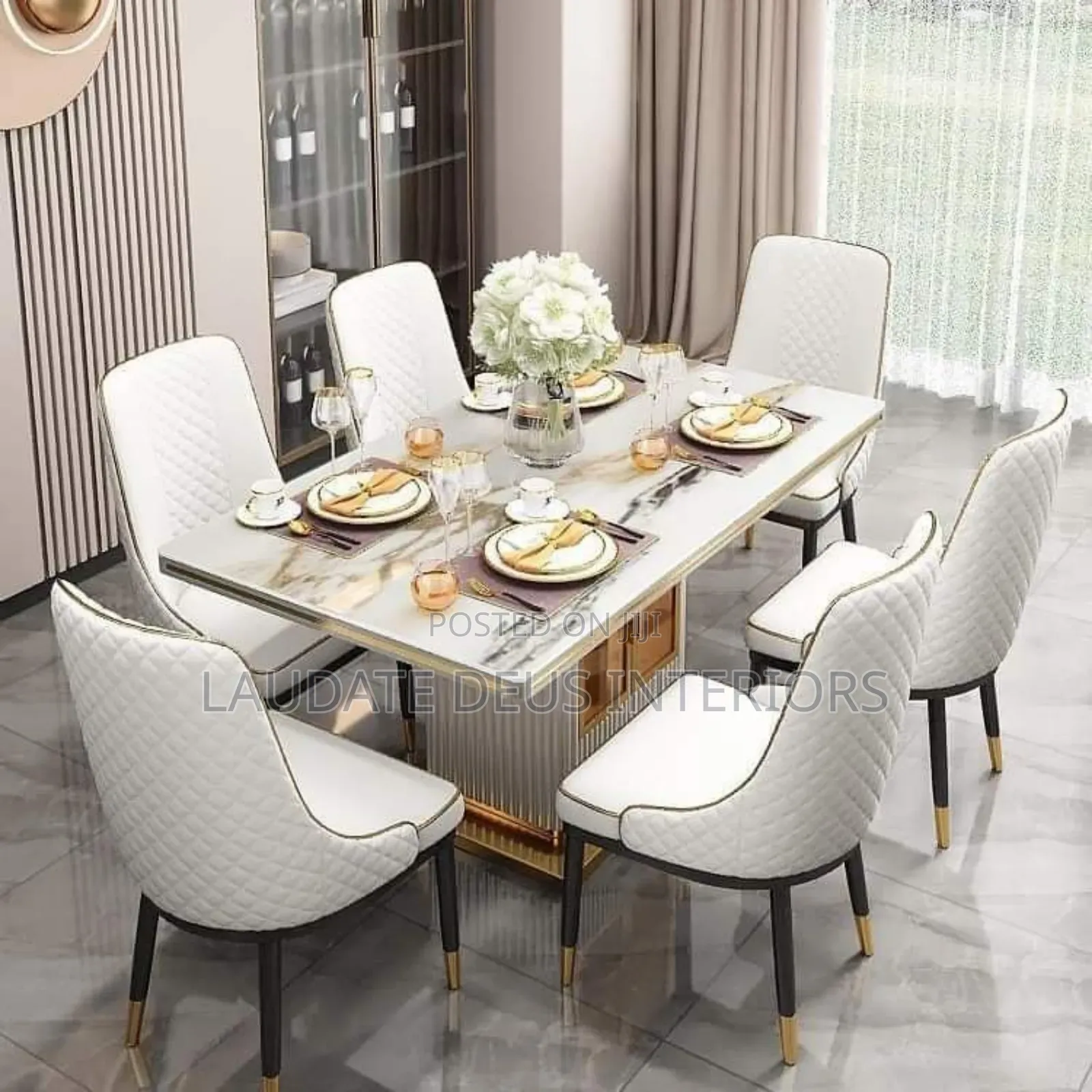 New Imported Classic 6 Seaters Marble Top Dining Set