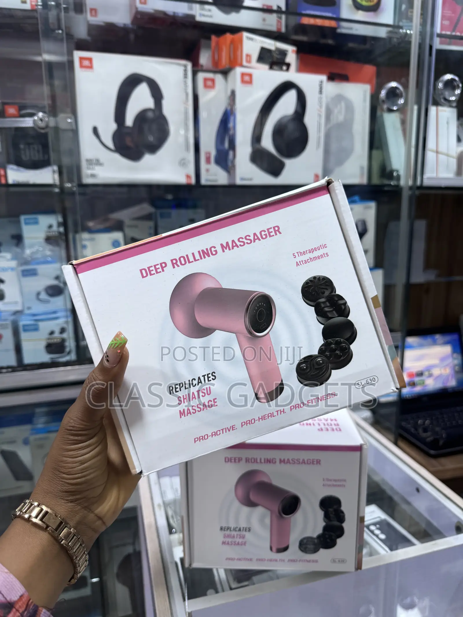 Pink Bluelex 5 Attachment Deep Rolling Facial Massager