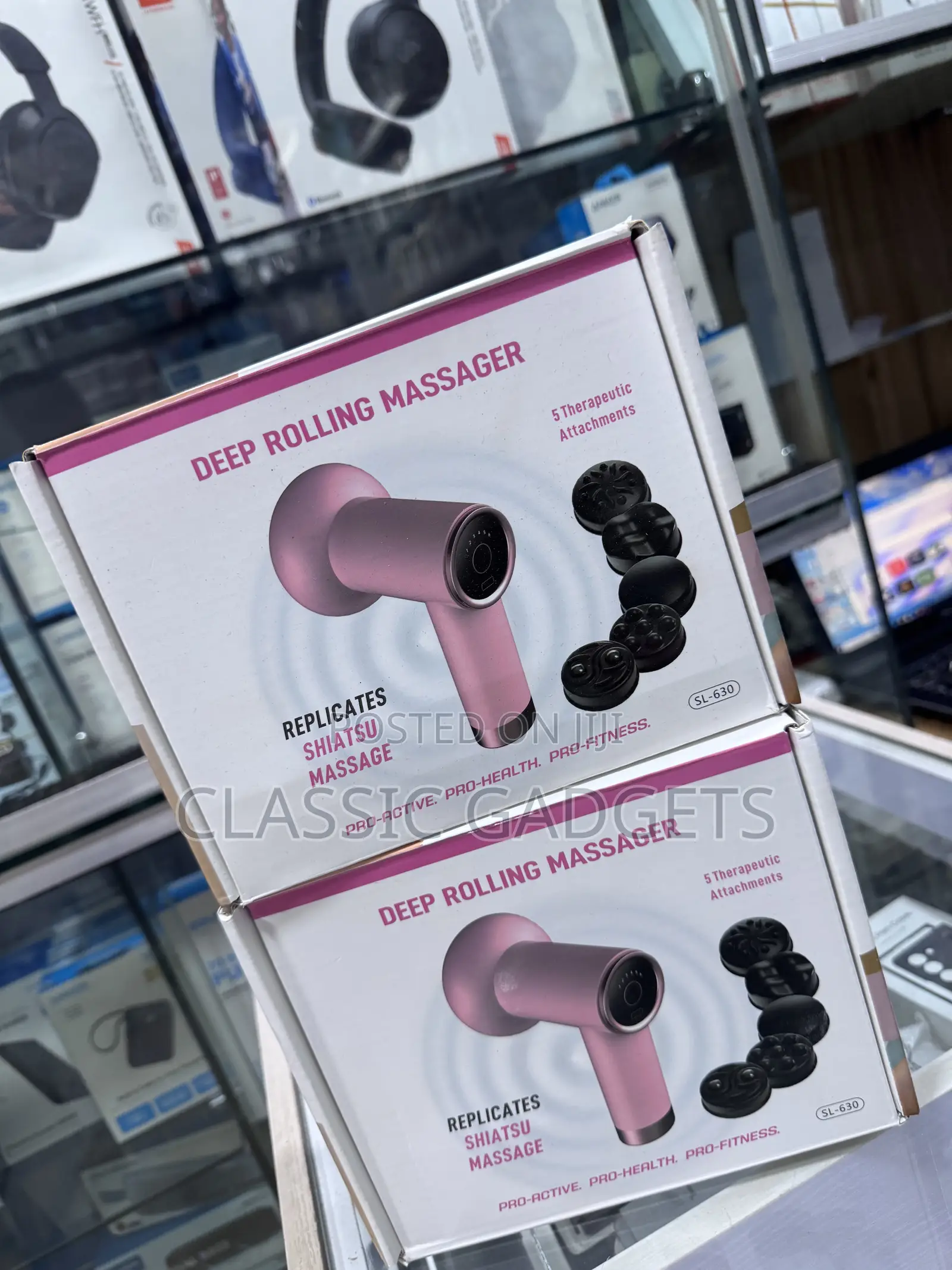 Pink Bluelex 5 Attachment Deep Rolling Facial Massager