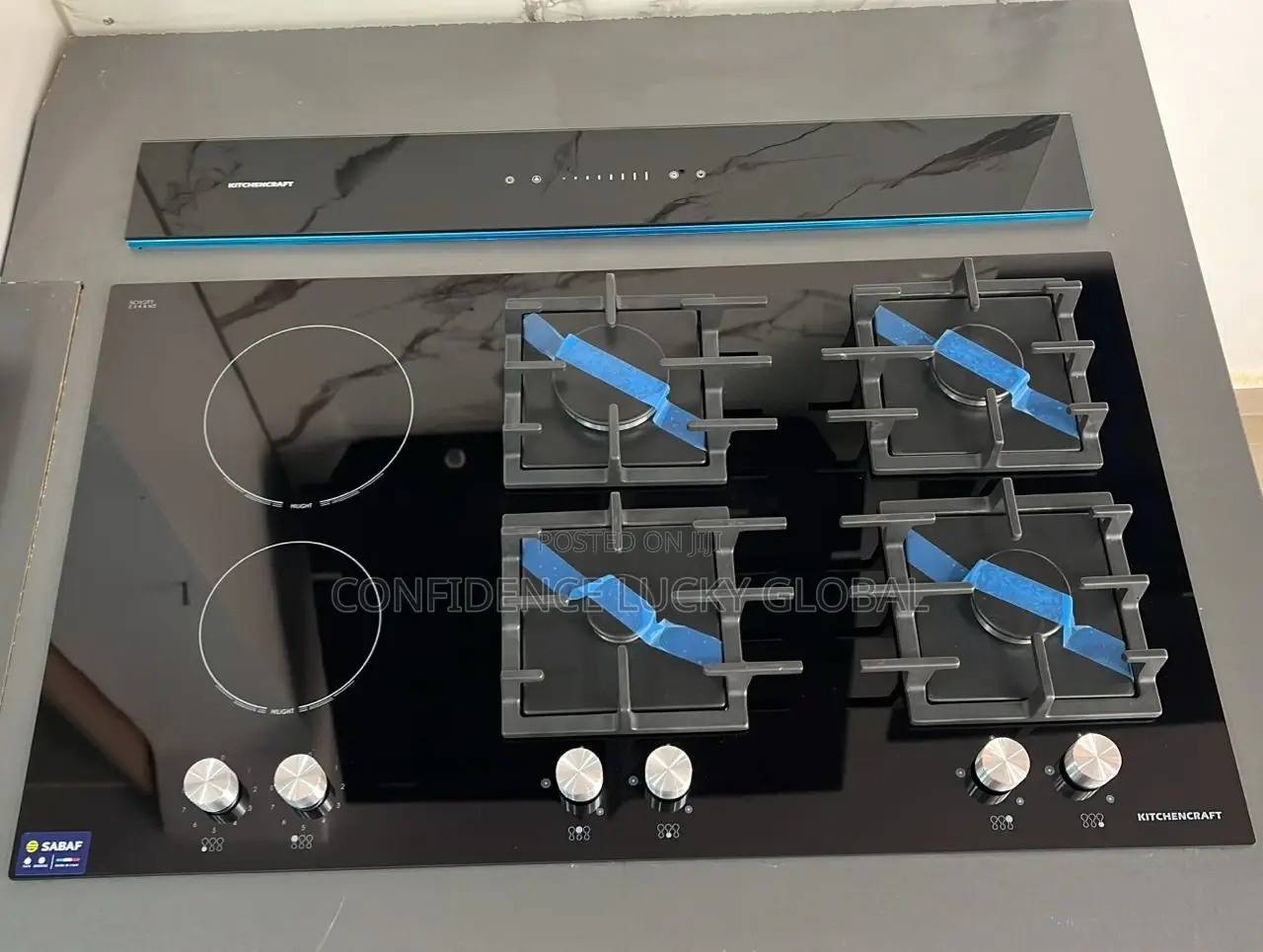 Pop Up Downdraft Hood With 4 Gas 2 Electric Hob 90cm