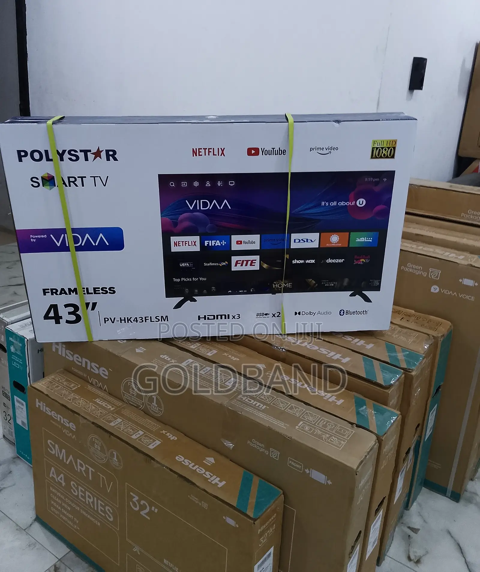 Brand New Picture Perfect Polystar 43" Framless Smart Tv