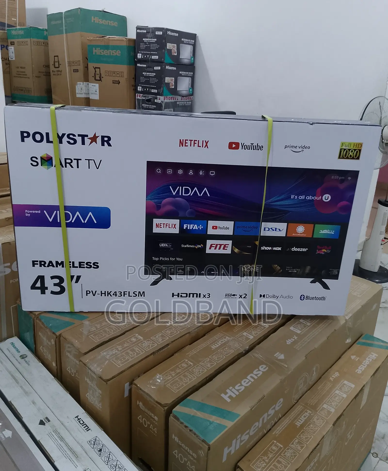 The Newly Built 43" PV-HK43FLSM Polystar Frameless Smart Tv