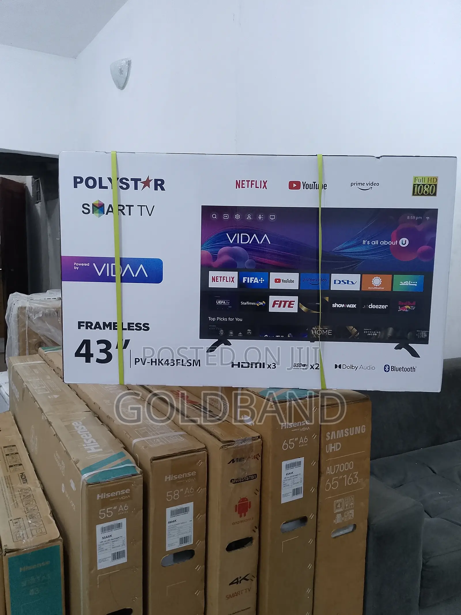 The Portable PV-HK43FLSM 43" Polystar Frameless Smart Tv