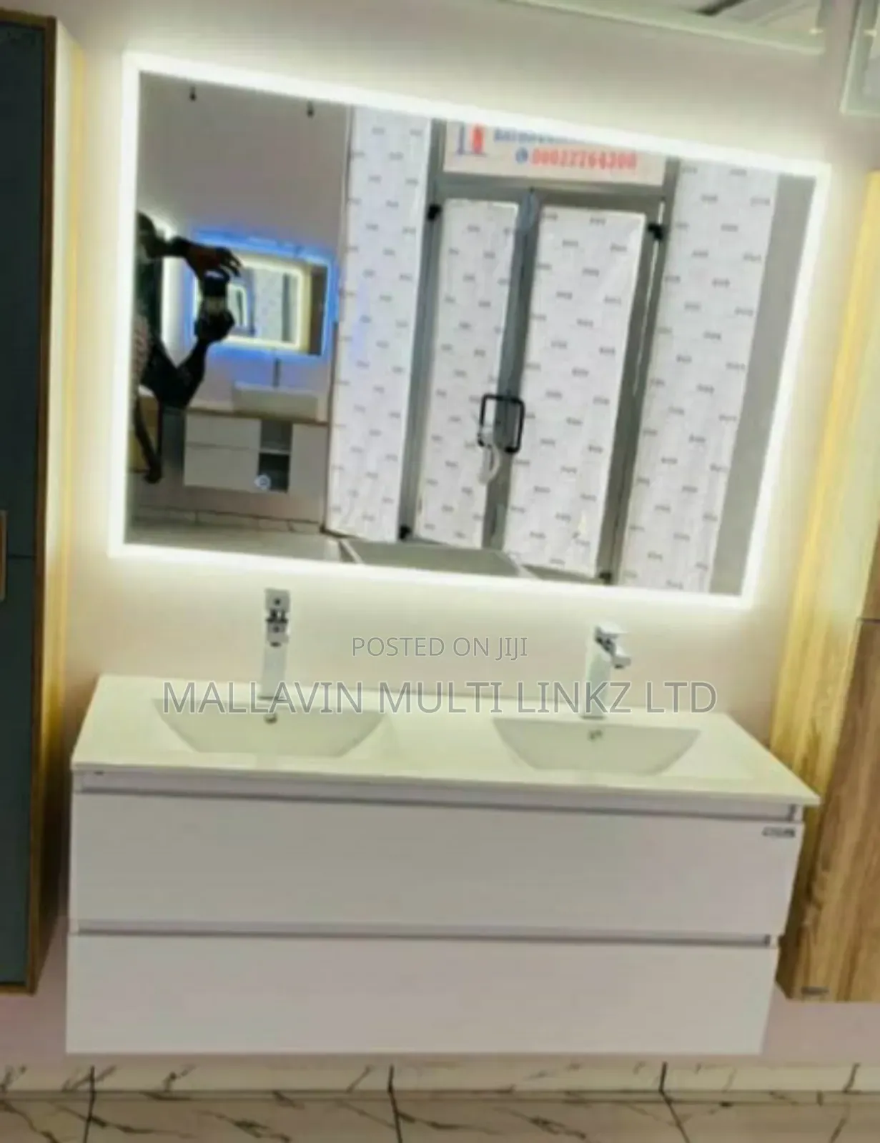 120cm Double Cabinet Basin With Full Long Led Mirrors