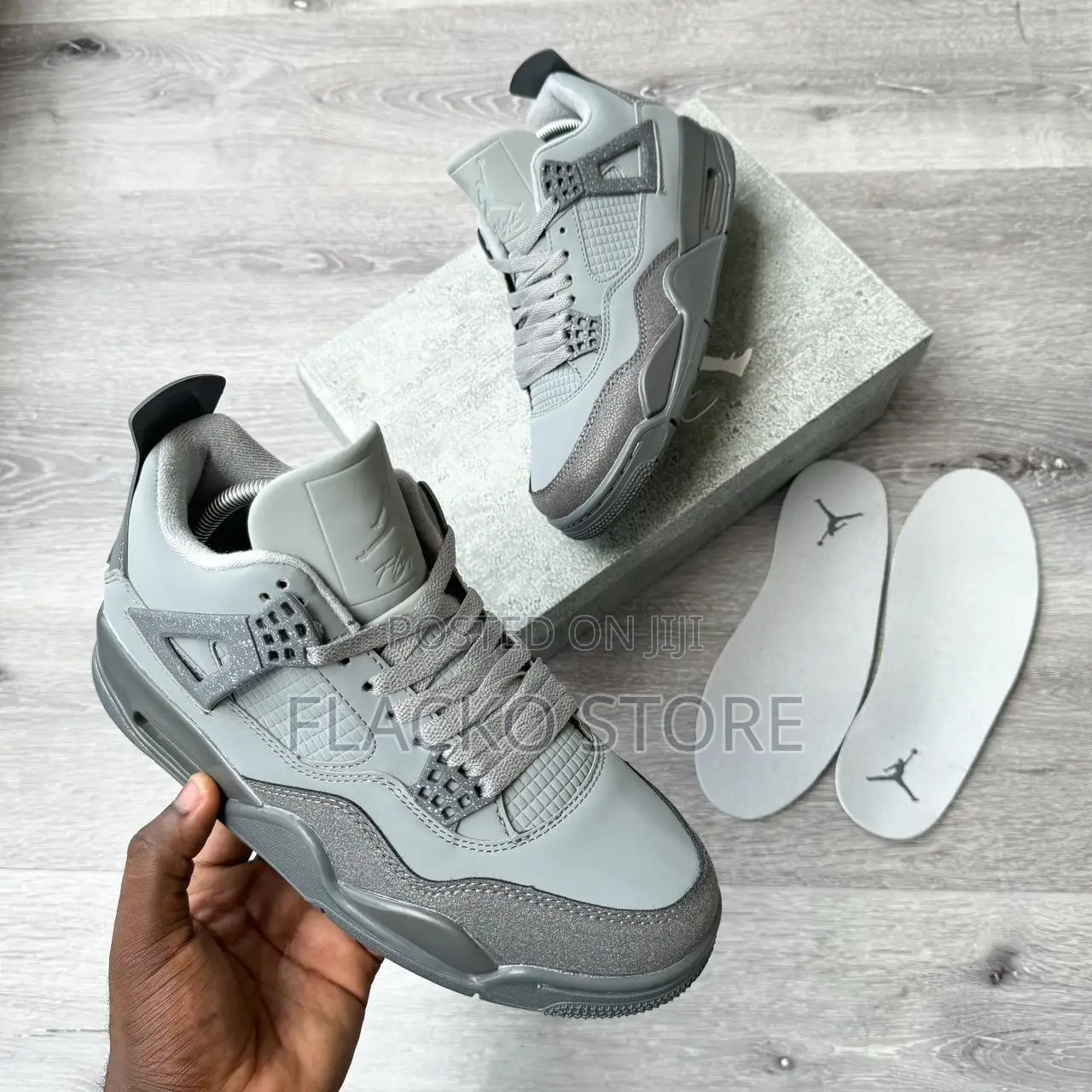 Original Air Jordan 4 Retro Paris Olympic Grey Sneakers