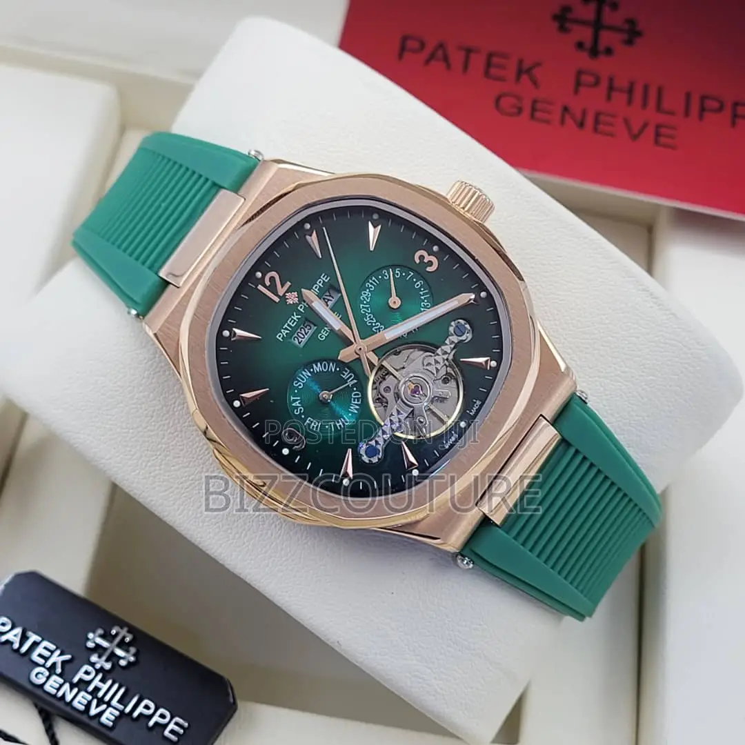 Original Patek Philippe Chronograph Green Rubber Strap Watch
