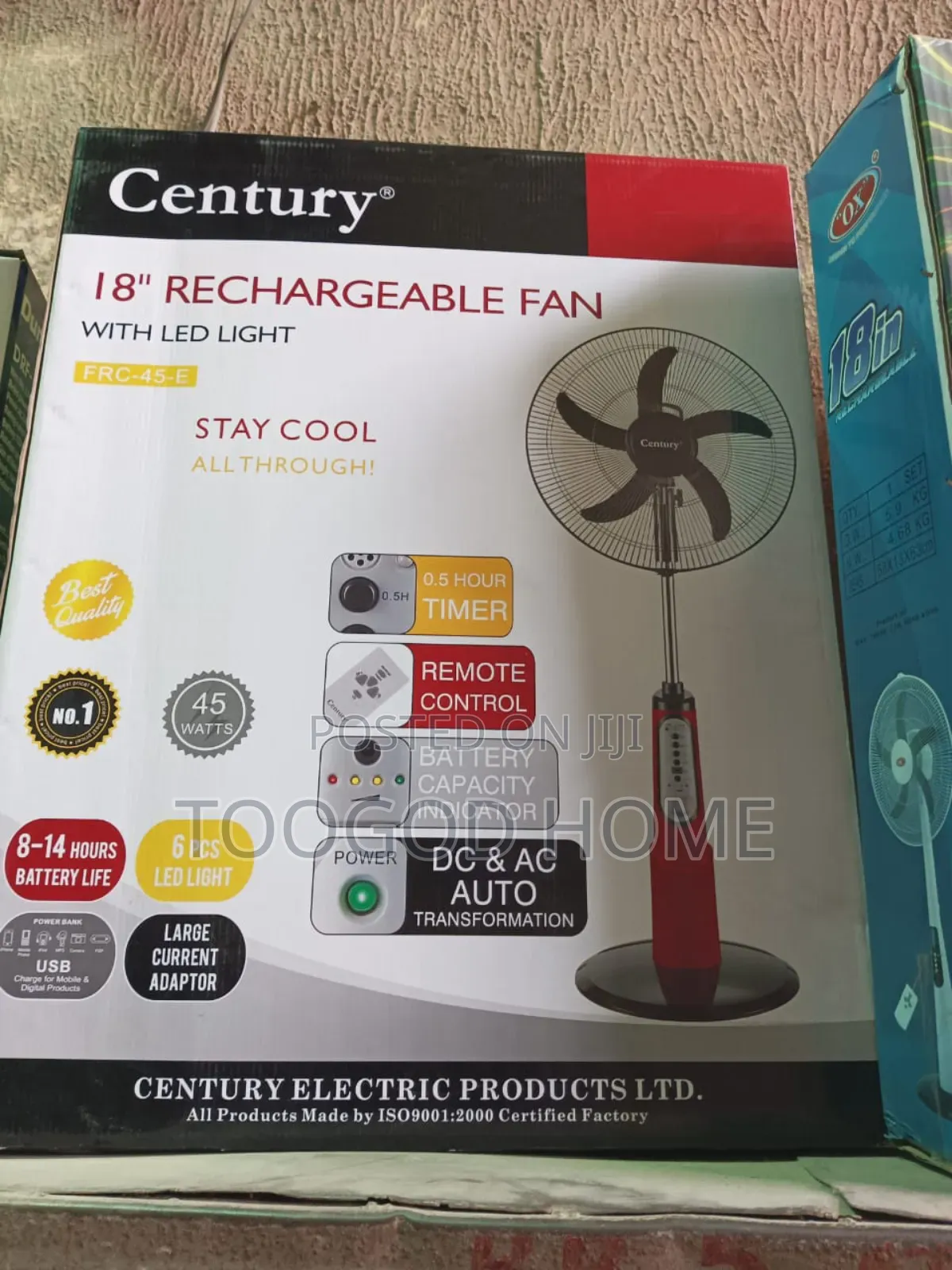 Century Rechargeable Fan 18"