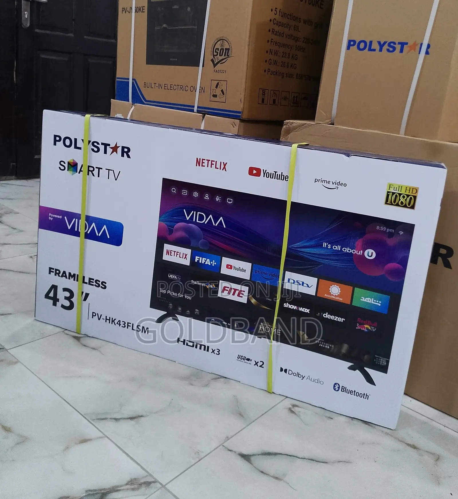 The Portable "PV-HK43FLSM" 43inches Frameless Polystar Tv