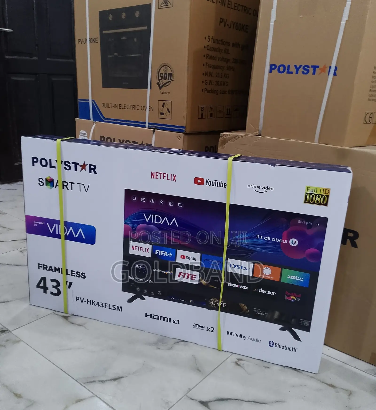 The Portable "PV-HK43FLSM" 43inches Frameless Polystar Tv