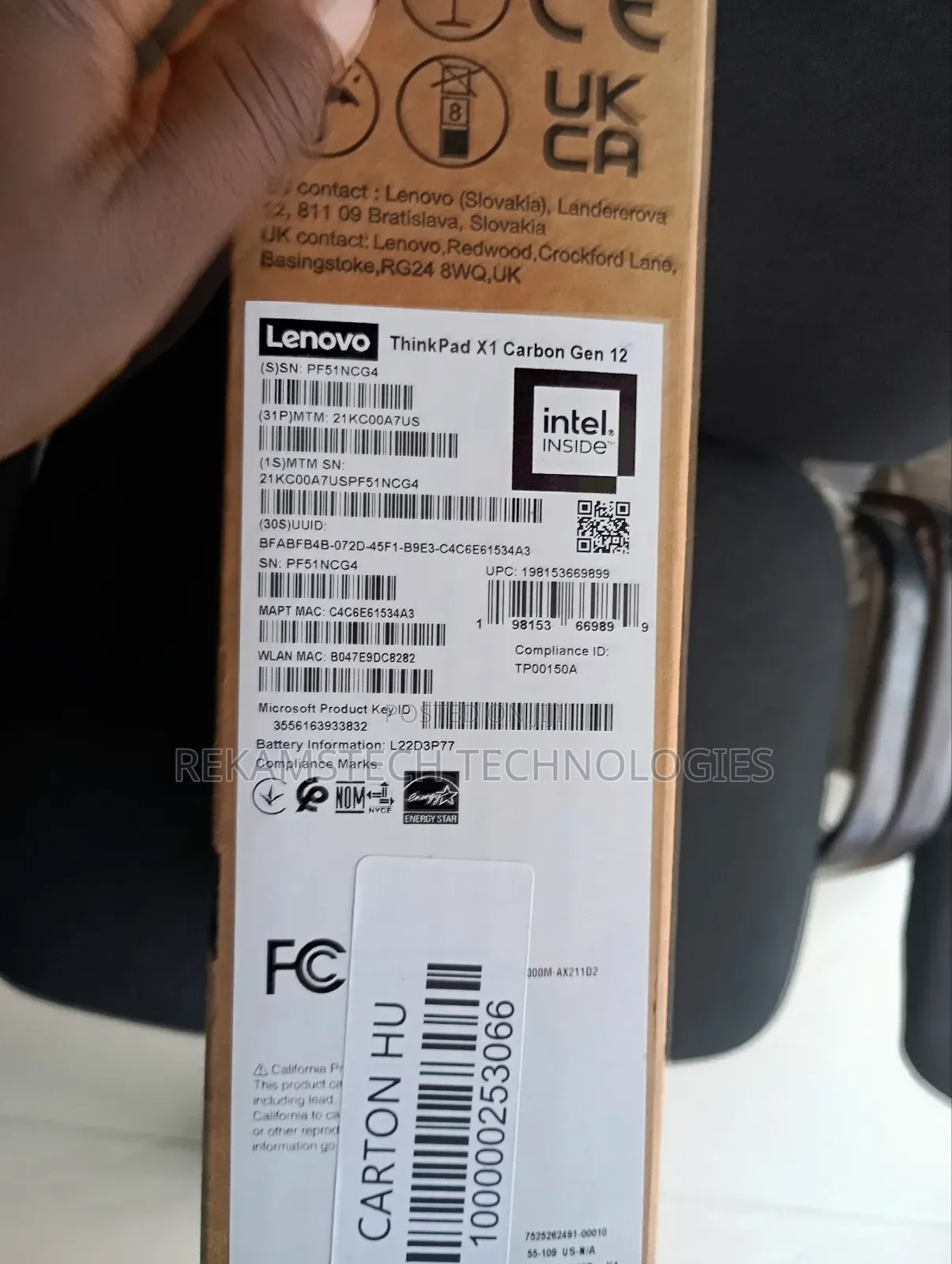 New Laptop Lenovo ThinkPad X1 Carbon 32GB Intel Core I7 SSD 512GB