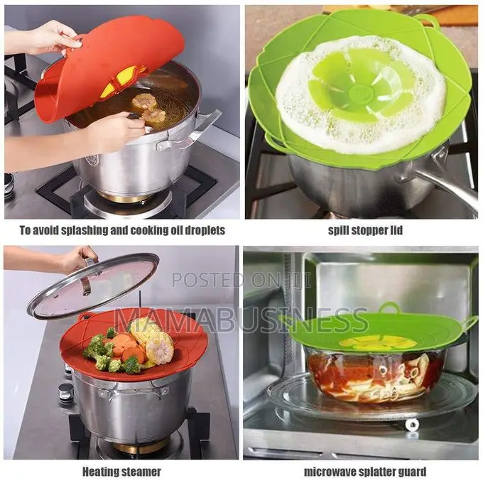 Silicone Lid Spill Stopper Cover for Pot Pan Kitchen-1pc
